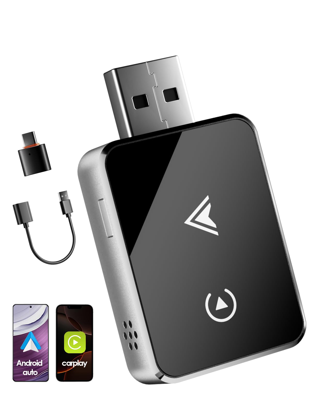 Draadloze adapter 2-in-1 voor CarPlay/Android Auto, PARPAT-conversie van bedraad naar draadloos met USB/Type-C, stabiele verbinding en geen vertraging, compatibel met iPhone/Android