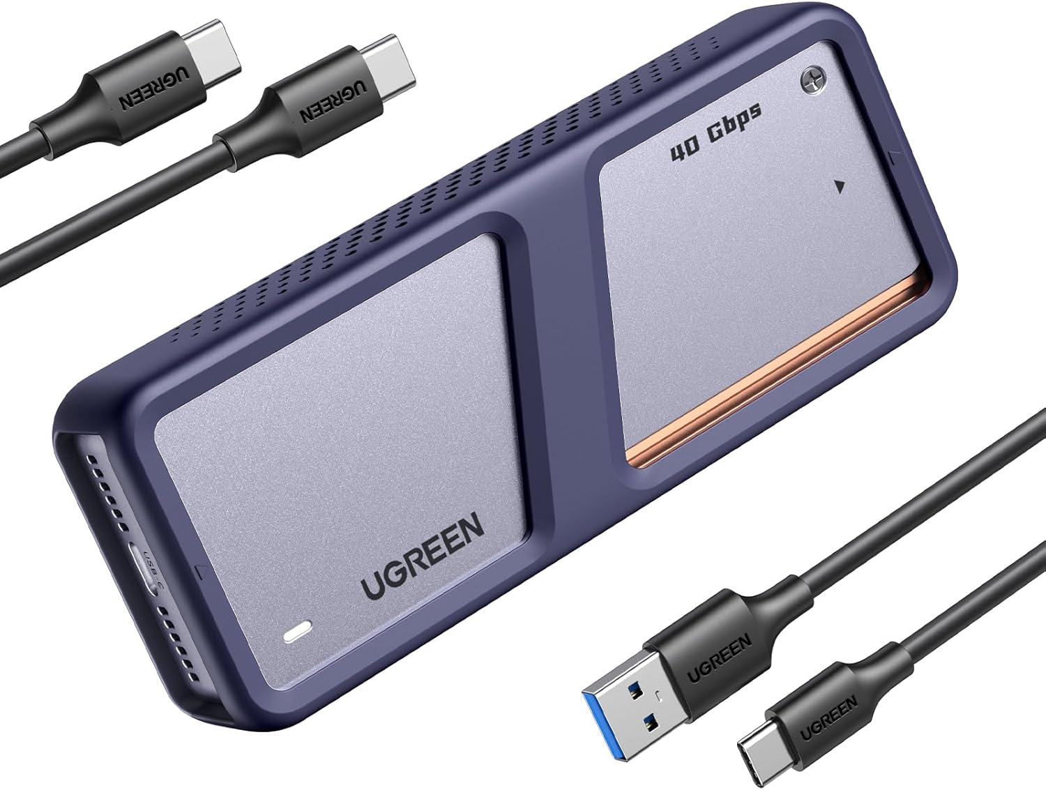 UGREEN USB 4 M2-behuizing, 40 Gbps NVMe-behuizing met krachtige koelprestaties, USB M2 SSD-adapter voor gegevensopslag, compatibel met MacBook Pro M4/M4 Pro en M4 Max, HP Celeron N4120, Mac mini M4