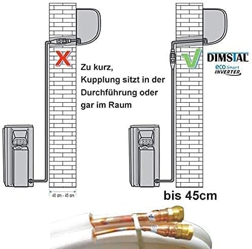 Quick-Connect INVERTER 3,5kW 12000BTU zeer stille split airconditioner met zelfreinigende airco ECO Smart WiFi/WLAN complete set inclusief koperen leidingen met verwarmingsfunctie (3,5kW met WiFi/App-functie) 