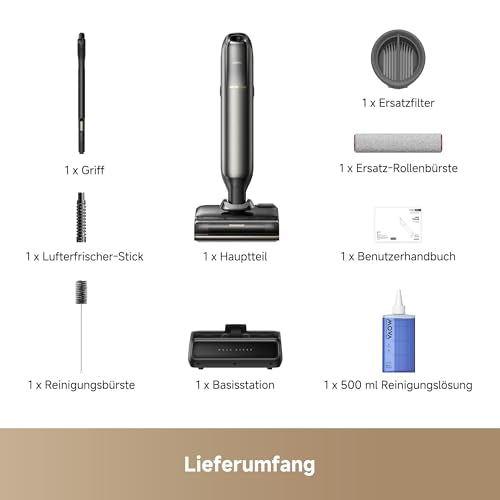 Mova X4 Pro Nass-Trocken-Sauger 20.000 Pa, Heißwasser-Wischfunktion, Tangle-Free, Selbstreinigung bei 100 °C, Push-In-Basisstation, LED-Bürstenkopf, Doppelkante, intelligente Saugkraftregelung