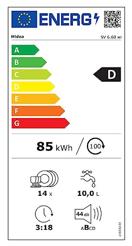 Midea ST 3.6F wi aanrechtvaatwasser, 6 wasprogramma's, startuitstel, extra droogfunctie, IoT-bediening, minivaatwasser, ideaal voor kleine appartementen, wit 