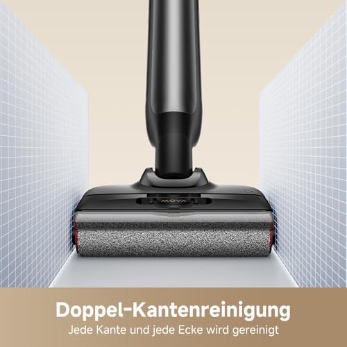 Mova X4 Pro Nass-Trocken-Sauger 20.000 Pa, Heißwasser-Wischfunktion, Tangle-Free, Selbstreinigung bei 100 °C, Push-In-Basisstation, LED-Bürstenkopf, Doppelkante, intelligente Saugkraftregelung