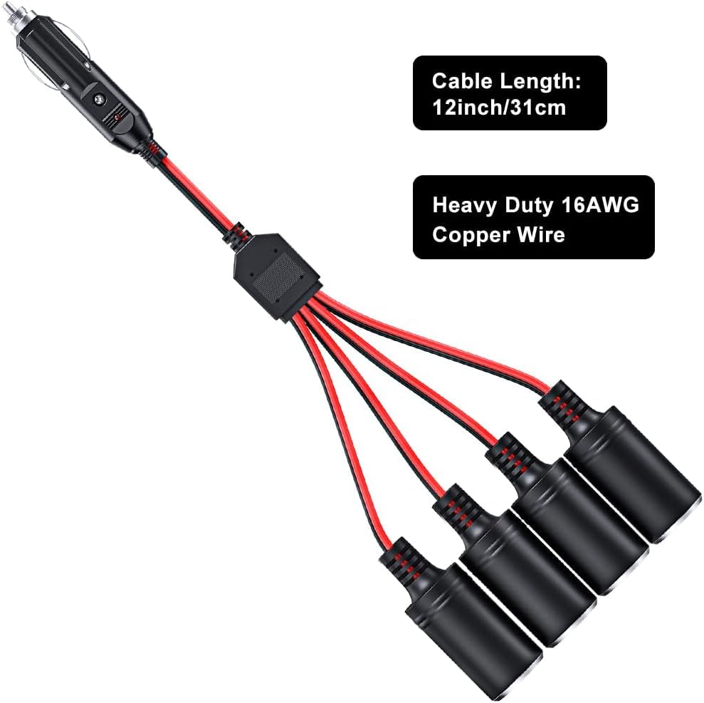 GTIWUNG Auto Motorfiets Sigarettenaansteker Adapter DRIE-WEG Stopcontact Splitter, 1 naar 2 Auto Sigarettenaansteker Pluggen 12V/24V 