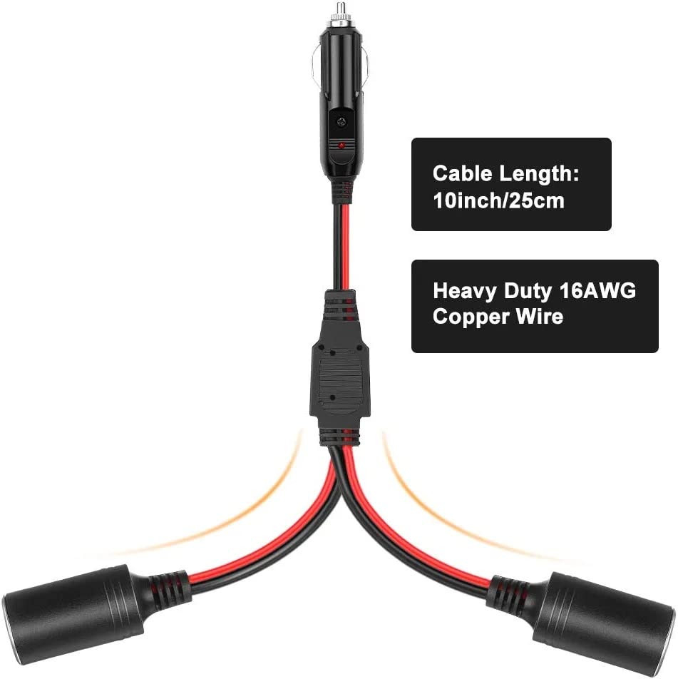 GTIWUNG Auto Motorfiets Sigarettenaansteker Adapter DRIE-WEG Stopcontact Splitter, 1 naar 2 Auto Sigarettenaansteker Pluggen 12V/24V 