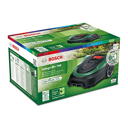 Bosch Home and Garden Indego XS 300 Robotmaaier (met geïntegreerde 18 V-accu, inclusief laadstation, snijbreedte 19 cm, voor gazons tot 300 m², in doos) Zwart, Groen 