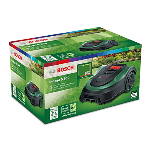 Bosch Home and Garden Indego XS 300 Robotmaaier (met geïntegreerde 18 V-accu, inclusief laadstation, snijbreedte 19 cm, voor gazons tot 300 m², in doos) Zwart, Groen 