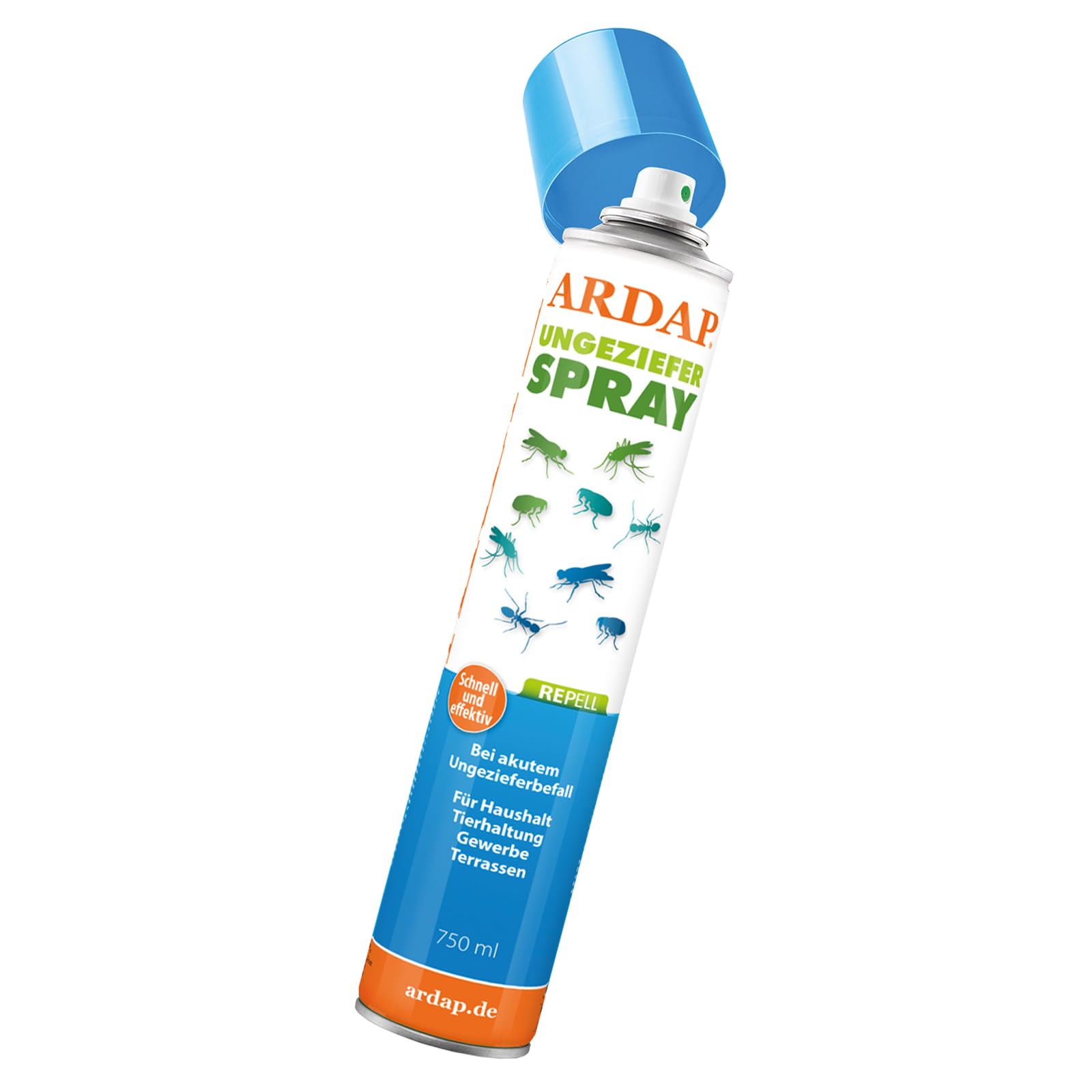 ARDAP Repell Pest Spray 750ml - Insectenspray voor acute ongedierteplagen - Afweermiddel tegen insectenplagen - Insectenspray voor thuis - Muggenspray - Ongediertevrij - Werkt snel en effectief (PT19) 