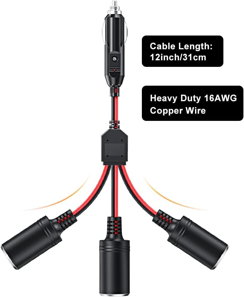 GTIWUNG Auto Motorfiets Sigarettenaansteker Adapter DRIE-WEG Stopcontact Splitter, 1 naar 2 Auto Sigarettenaansteker Pluggen 12V/24V 