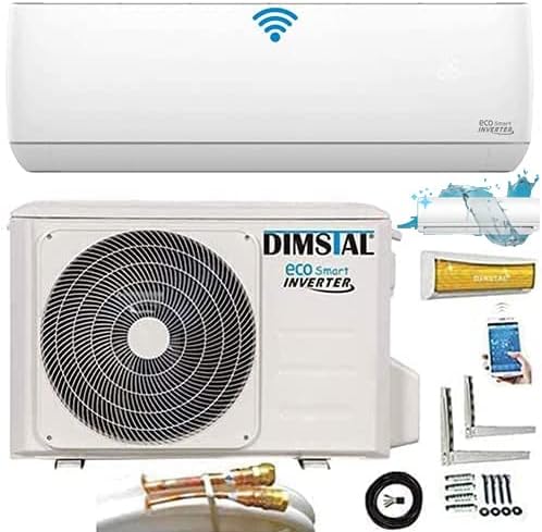 Quick-Connect INVERTER 3,5kW 12000BTU zeer stille split airconditioner met zelfreinigende airco ECO Smart WiFi/WLAN complete set inclusief koperen leidingen met verwarmingsfunctie (3,5kW met WiFi/App-functie) 