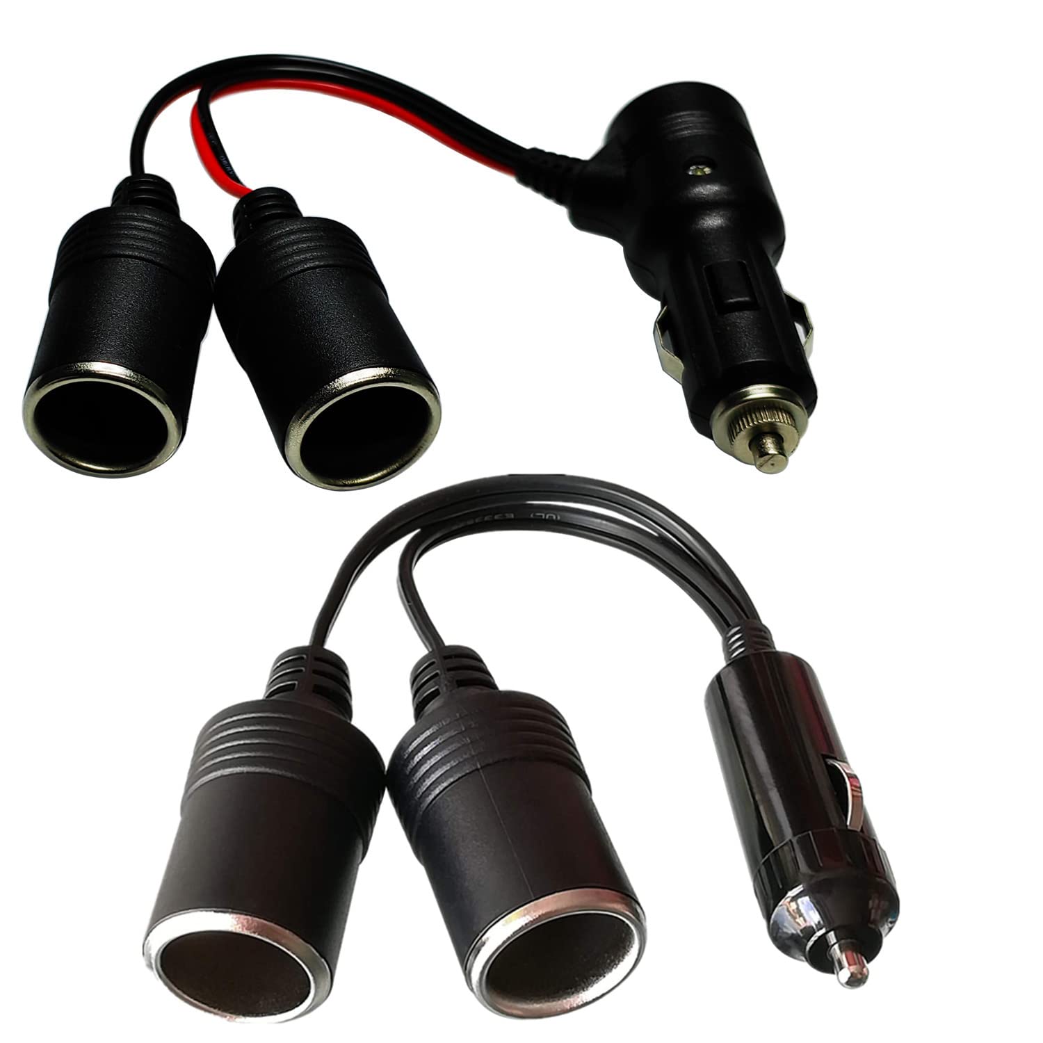 GTIWUNG Auto Motorfiets Sigarettenaansteker Adapter DRIE-WEG Stopcontact Splitter, 1 naar 2 Auto Sigarettenaansteker Pluggen 12V/24V 