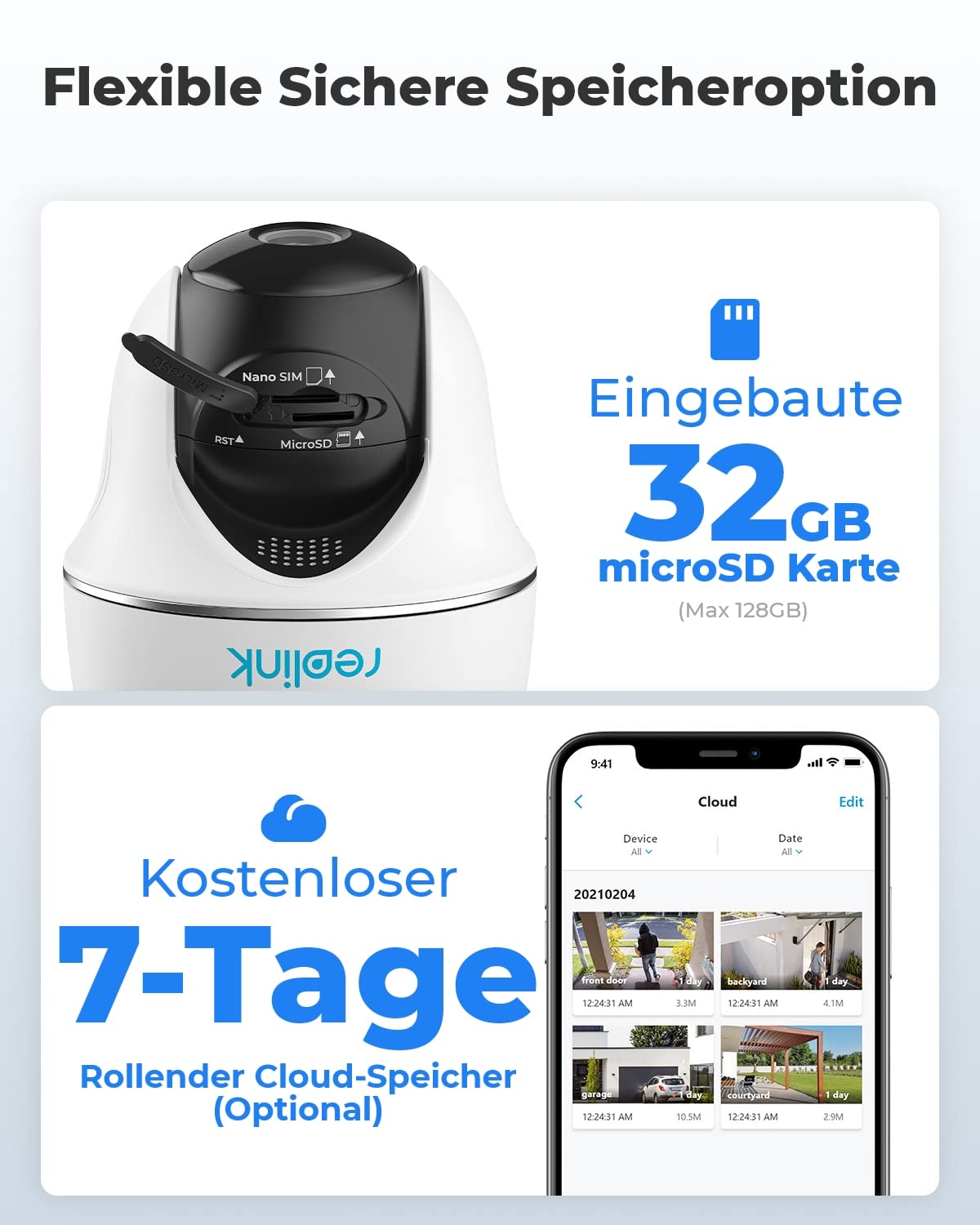 Reolink 3G/4G LTE beveiligingscamera met simkaart, 5MP 355°/140° PTZ zonnecamera voor buiten, kleuren nachtzicht, persoons-/huisdierdetectie, alarmfiltering, stand-alone, Go PT Plus + zonnepaneel + 32GB microSD 