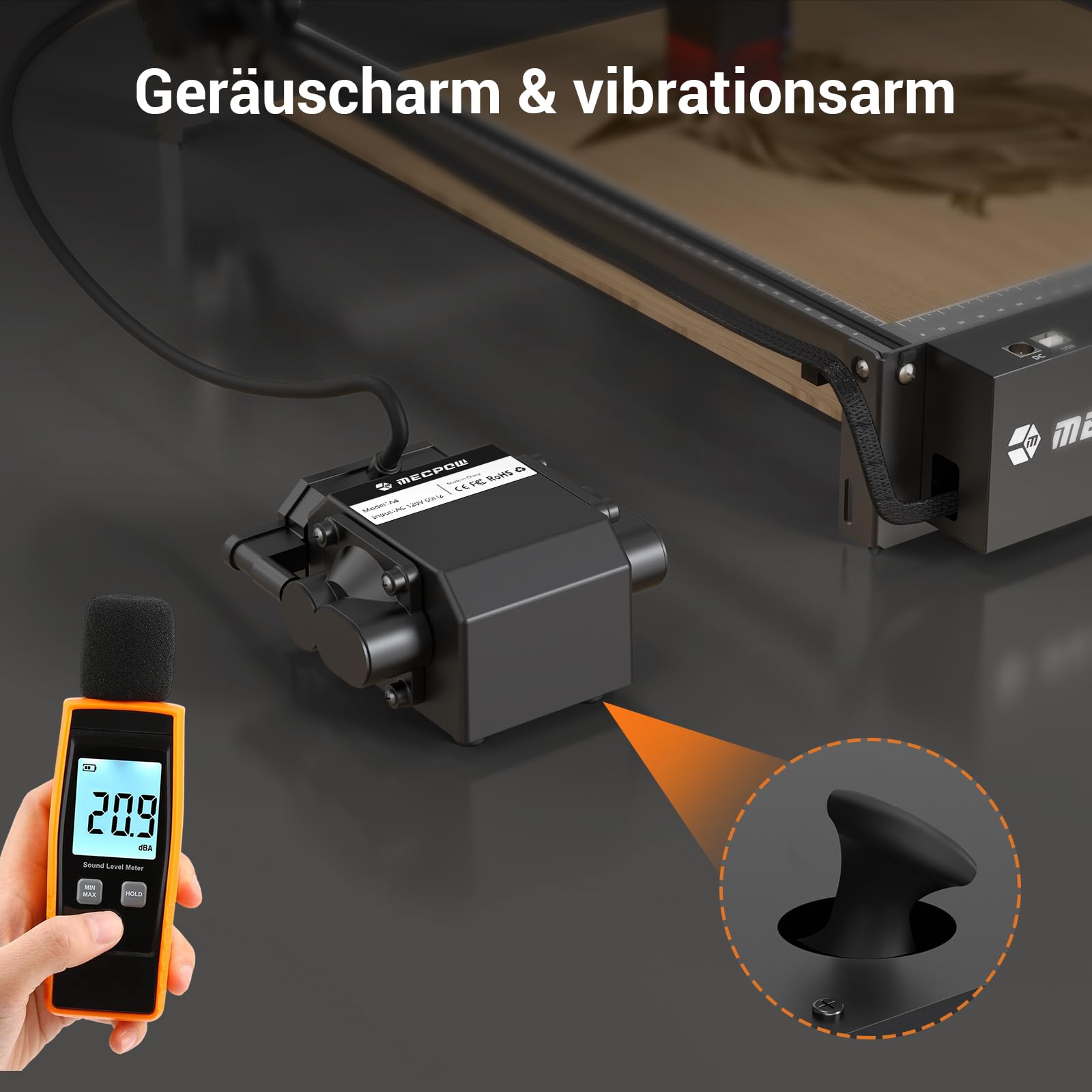 Mecpow X3 Pro lasergraveermachine met luchtondersteuning, 10W graveermachine en lasersnijder voor hout en metaal, 60W CNC-freesmachine met noodstop, vlam- en gyrodetectie, oppervlak 410 x 400 mm 