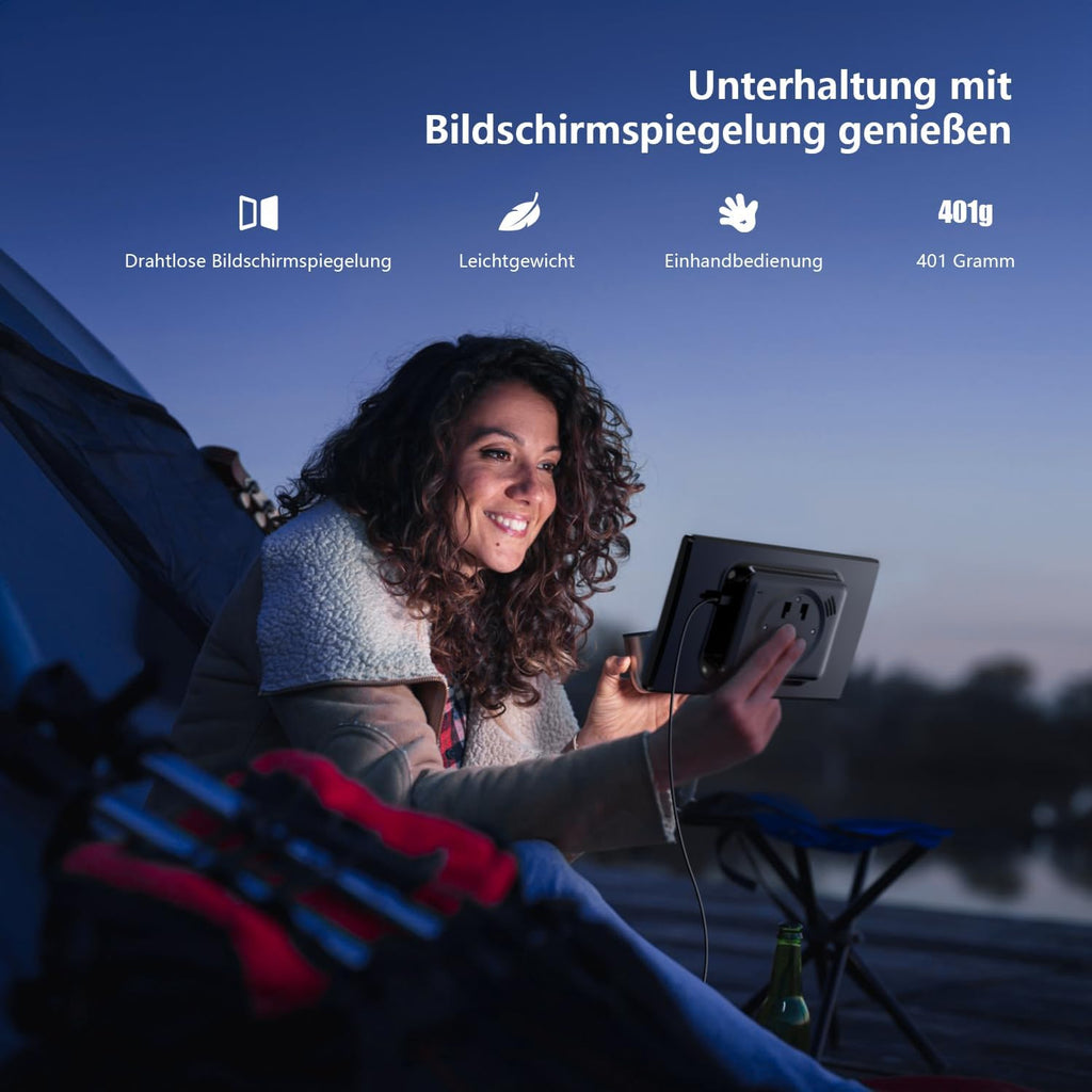 Krunia 8'' draagbaar CarPlay-scherm voor Apple CarPlay en Android Auto, 1440x900 HD-scherm, magnetische houder, OTA-updates, achteruitrijcamera, Bluetooth, spraakbediening, GPS-navigatie 