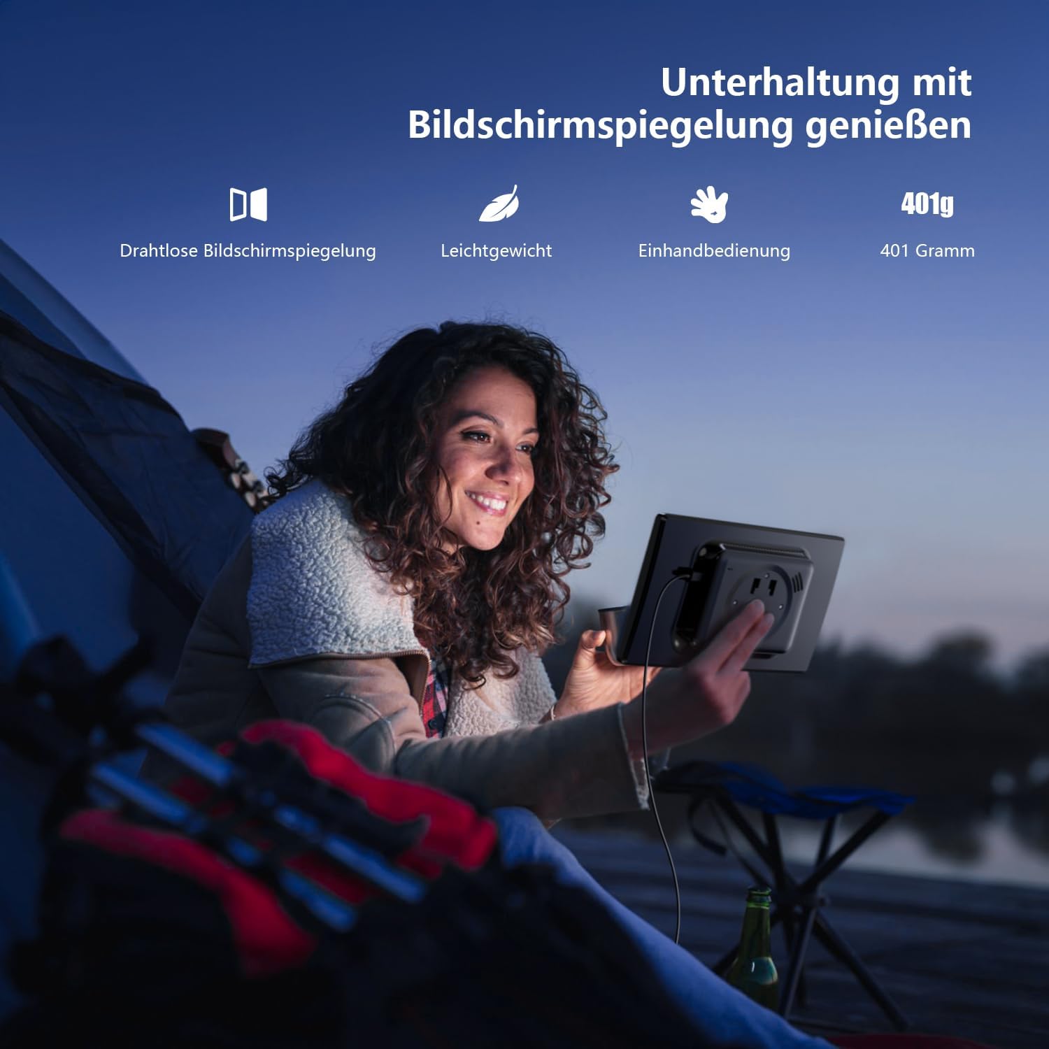 Krunia 8'' draagbaar CarPlay-scherm voor Apple CarPlay en Android Auto, 1440x900 HD-scherm, magnetische houder, OTA-updates, achteruitrijcamera, Bluetooth, spraakbediening, GPS-navigatie 