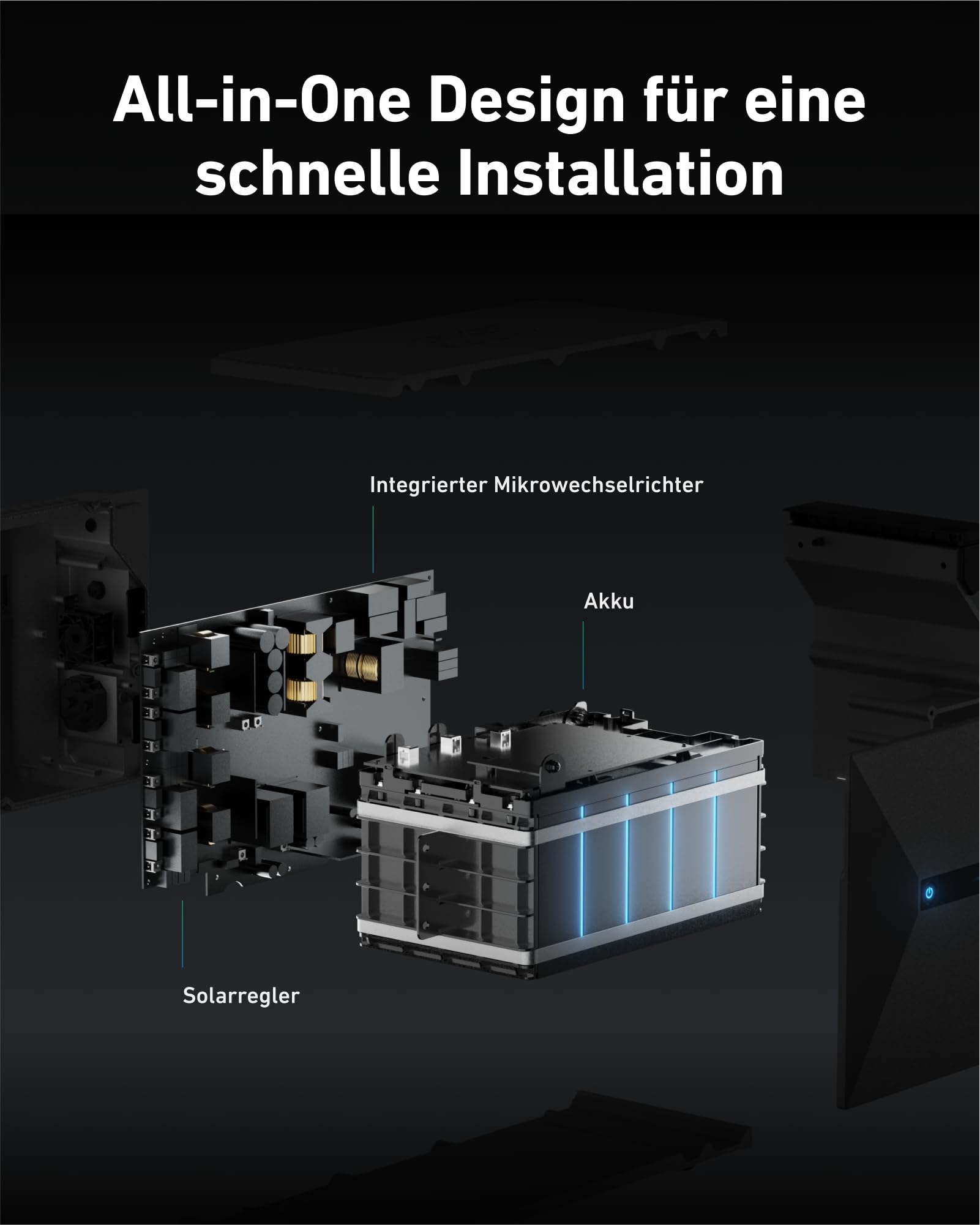 Anker SOLIX Solar Bank 2 E1600 Pro met geheugen, alles-in-één energieopslag met micro-omvormer, 1,6 kWh, 4 MPPT 2400 W zonne-energie-ingang, 1000 W AC, 6000 laadcycli, capaciteit van 9,6 kWh, plug &amp; play 