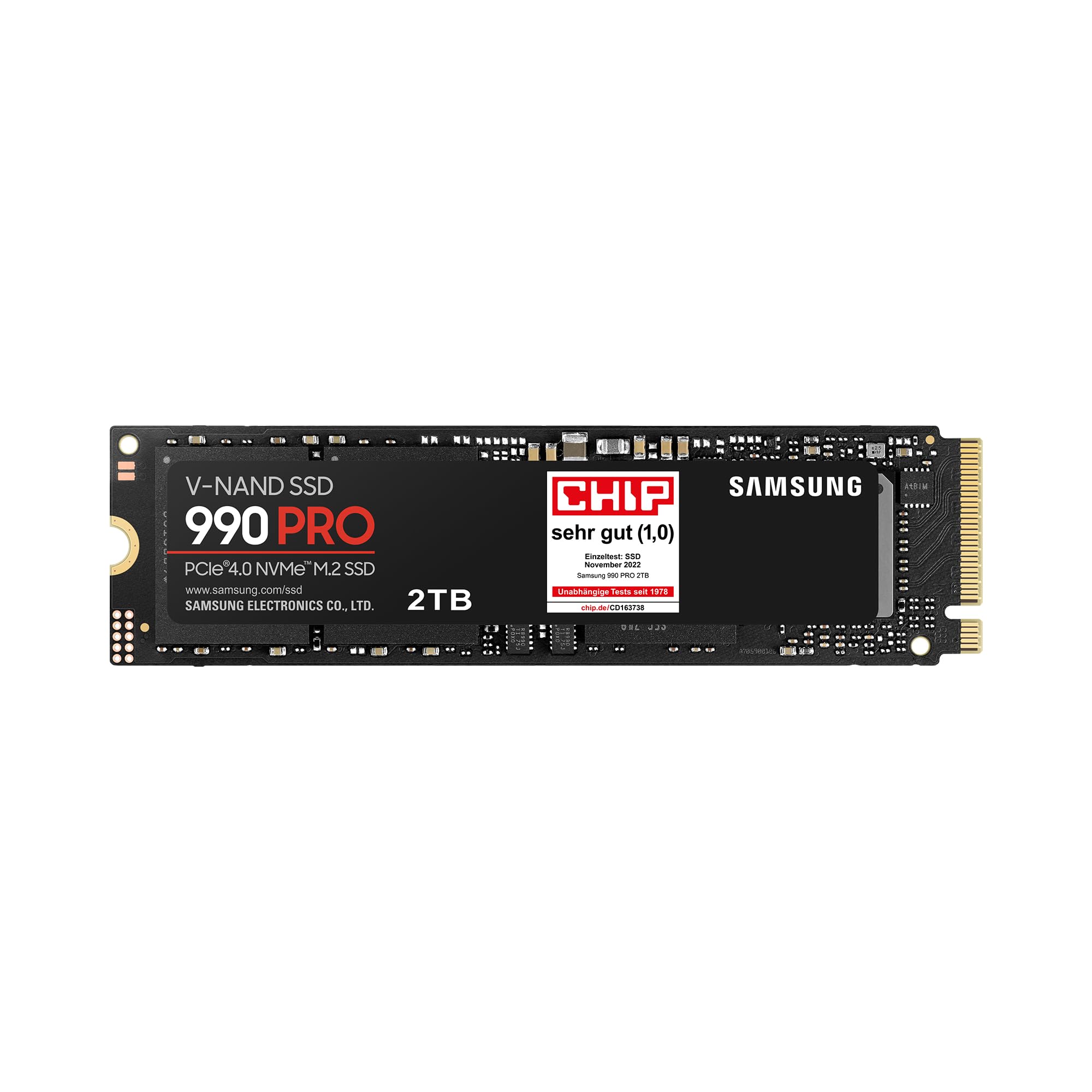 Samsung 990 PRO NVMe M.2 SSD, 2 TB, PCIe 4.0, 7.450 MB/s lezen, 6.900 MB/s schrijven, interne SSD, interne SSD voor gaming en videobewerking, zwart, MZ-V9P2T0BW 