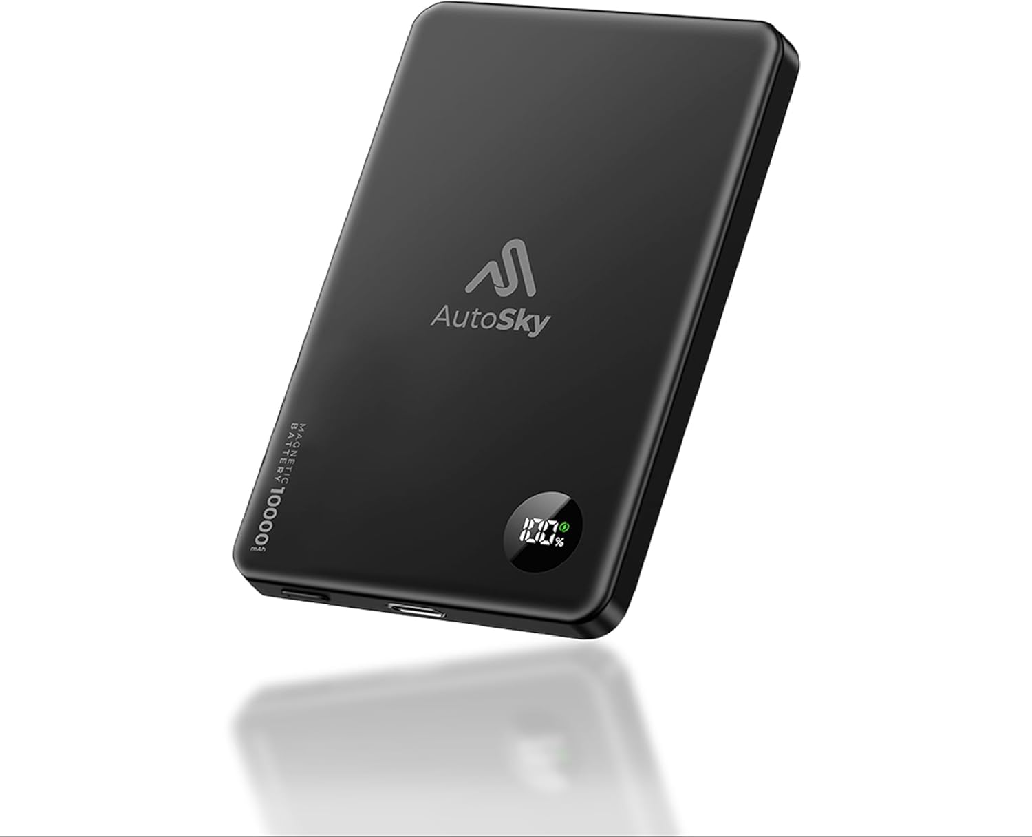 AutoSky Magnetische Powerbank 10.000 mAh | Draadloos &amp; USB-C | LED-scherm (APB-200) 
