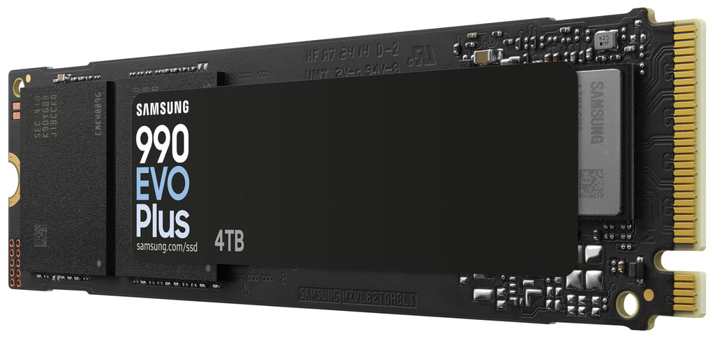 Samsung 990 EVO Plus NVMe M.2 SSD 1 TB, PCIe 4.0 x4 / PCIe 5.0 x2, NVMe 2.0 (2280), 7.150 MB/s lezen, 6.300 MB/s schrijven, interne SSD voor gamen en grafische bewerking, MZ-V9S1T0BW 