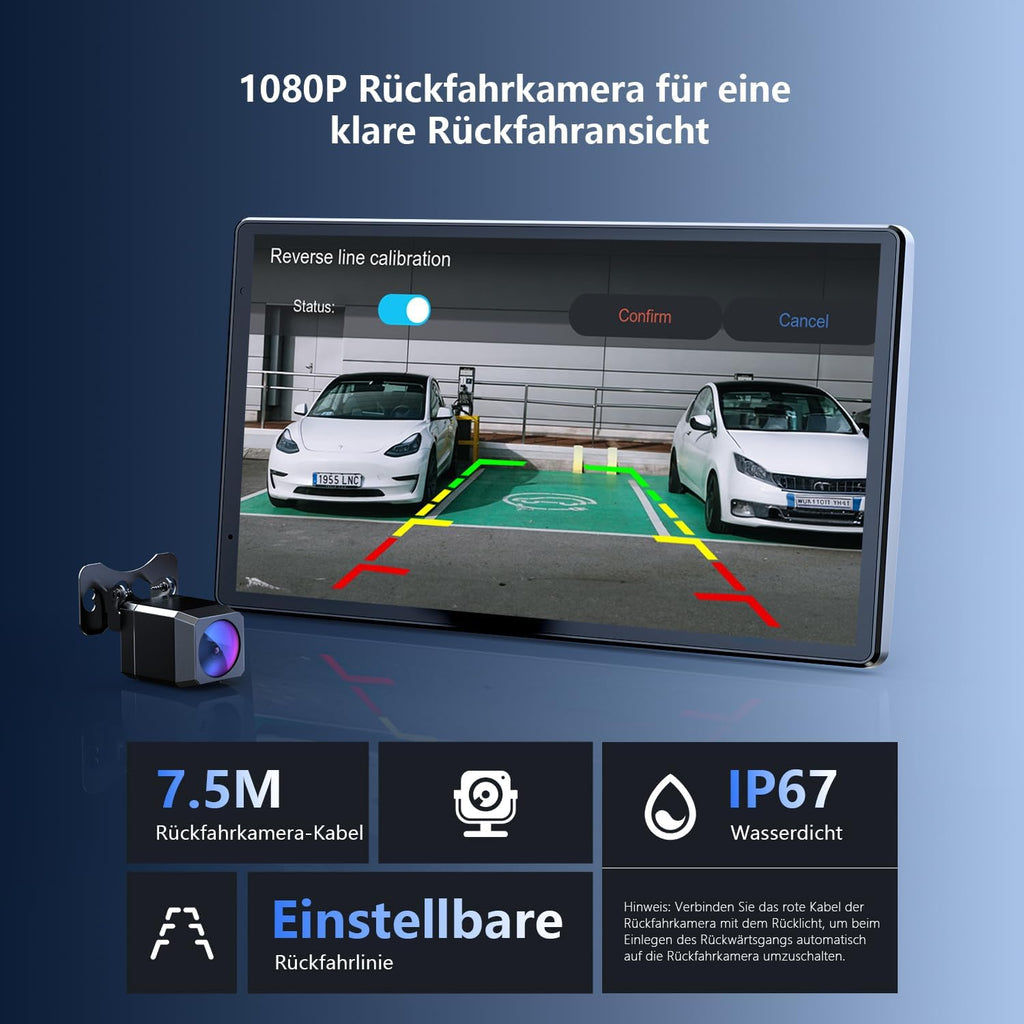 Krunia 8'' draagbaar CarPlay-scherm voor Apple CarPlay en Android Auto, 1440x900 HD-scherm, magnetische houder, OTA-updates, achteruitrijcamera, Bluetooth, spraakbediening, GPS-navigatie 