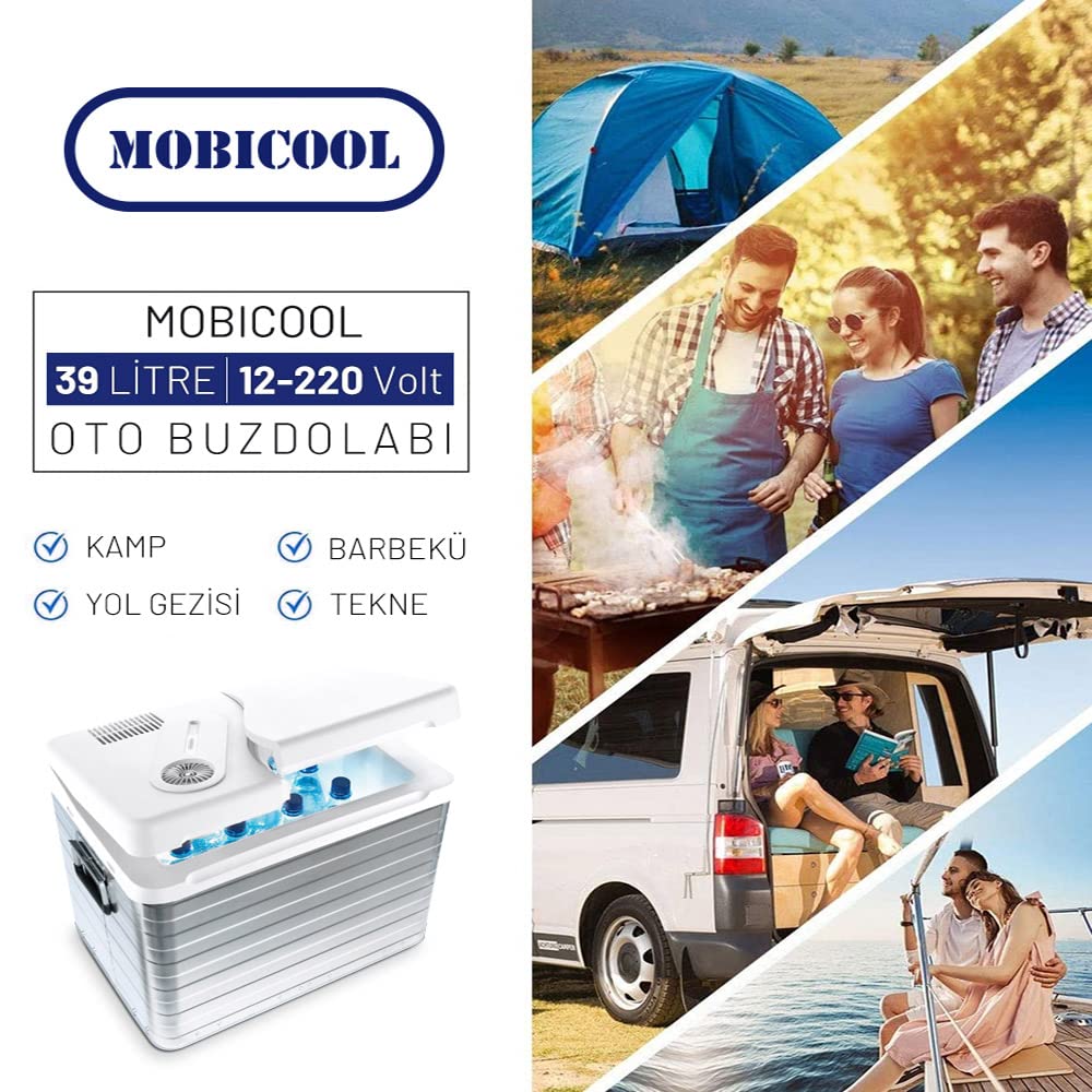 Mobicool MQ40A elektrische koelbox, aluminium, MQ40A, minikoelkast voor auto, werk, vrachtwagen en camping 