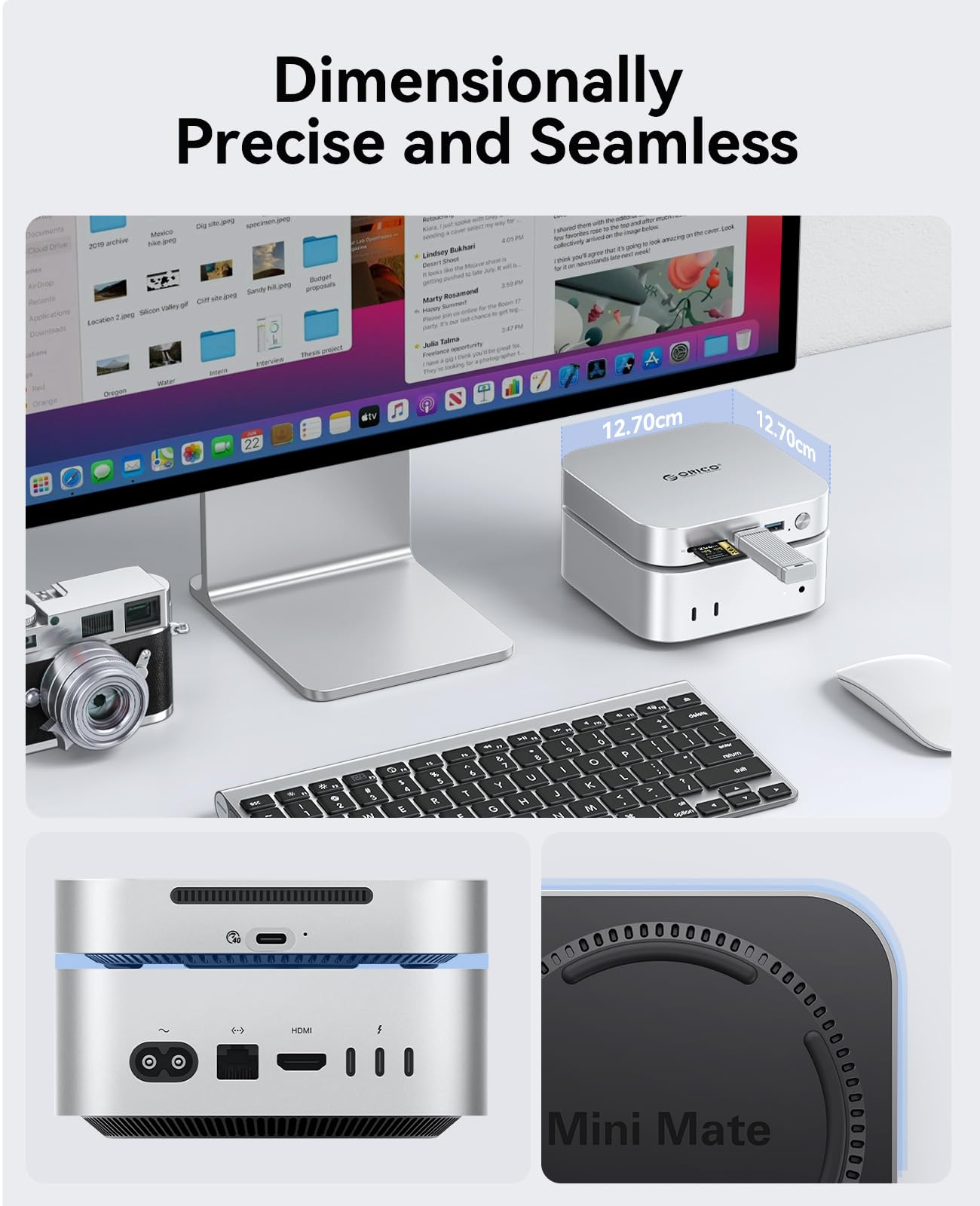 ORICO Minimata 1TB opslag- en dockingstation, externe SSD-uitbreiding voor Mac mini M4, tot 1000 MB/s, USB 3.2/SD/TF/audiopoorten, naadloos ontwerp - M4Max 