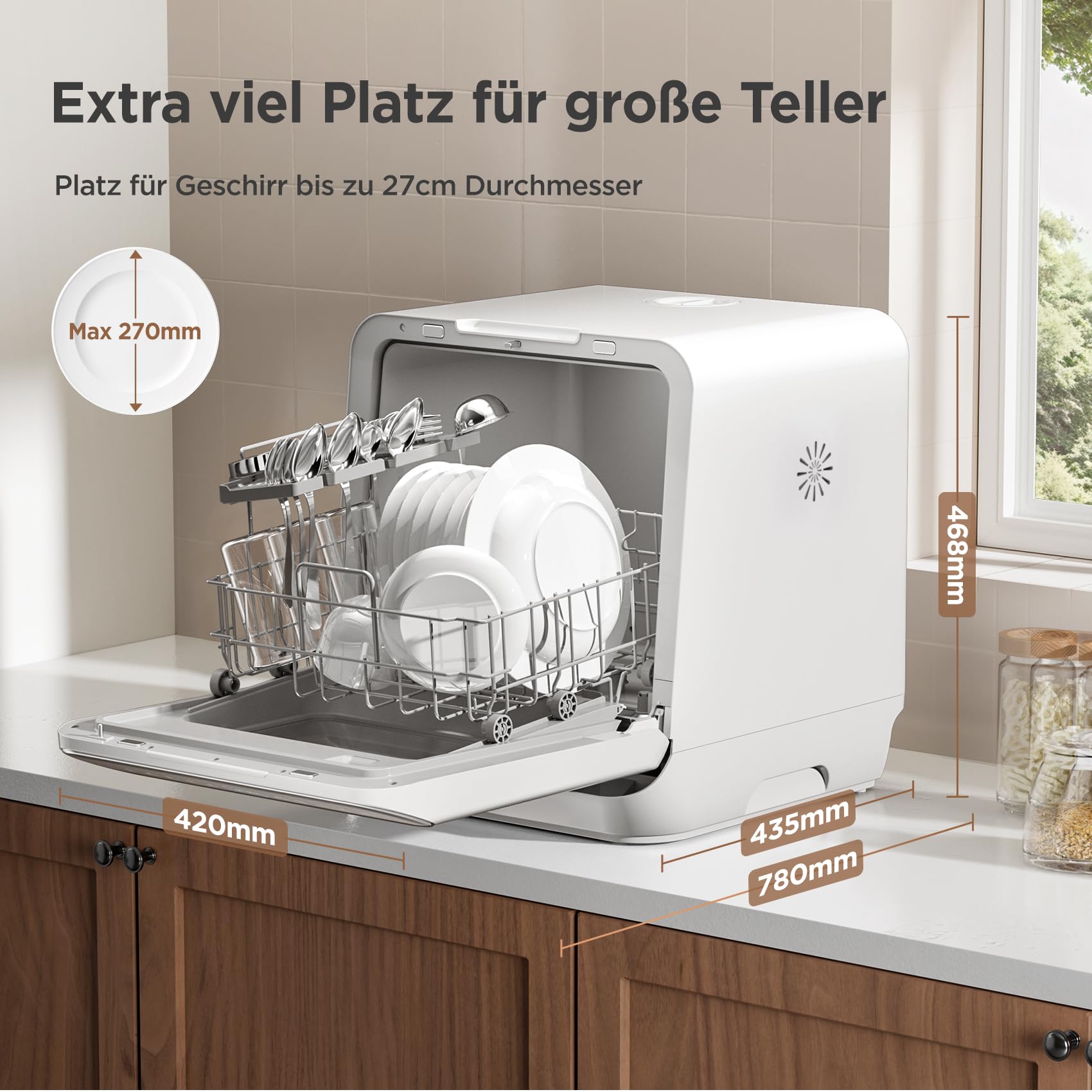 Midea ST 3.6F wi aanrechtvaatwasser, 6 wasprogramma's, startuitstel, extra droogfunctie, IoT-bediening, minivaatwasser, ideaal voor kleine appartementen, wit 