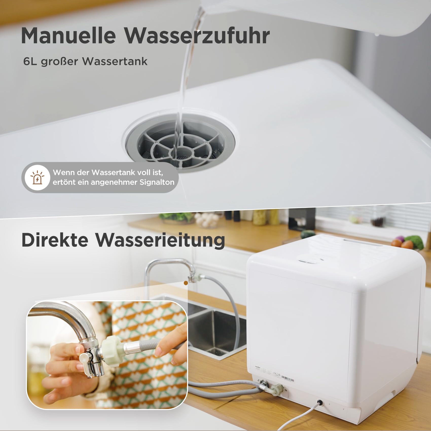 Midea ST 3.6F wi aanrechtvaatwasser, 6 wasprogramma's, startuitstel, extra droogfunctie, IoT-bediening, minivaatwasser, ideaal voor kleine appartementen, wit 