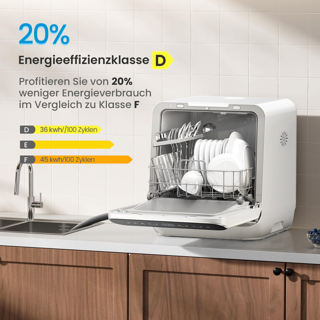 Midea ST 3.6F wi aanrechtvaatwasser, 6 wasprogramma's, startuitstel, extra droogfunctie, IoT-bediening, minivaatwasser, ideaal voor kleine appartementen, wit 