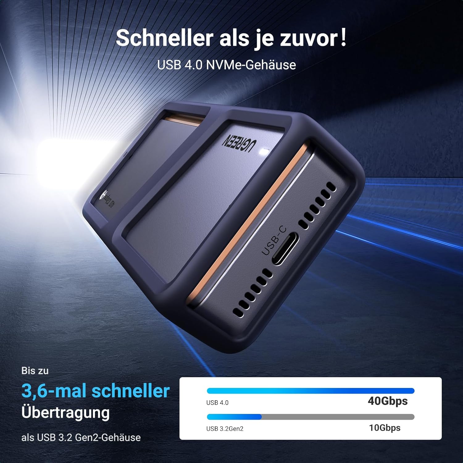 UGREEN USB 4 M2-behuizing, 40 Gbps NVMe-behuizing met krachtige koelprestaties, USB M2 SSD-adapter voor gegevensopslag, compatibel met MacBook Pro M4/M4 Pro en M4 Max, HP Celeron N4120, Mac mini M4 