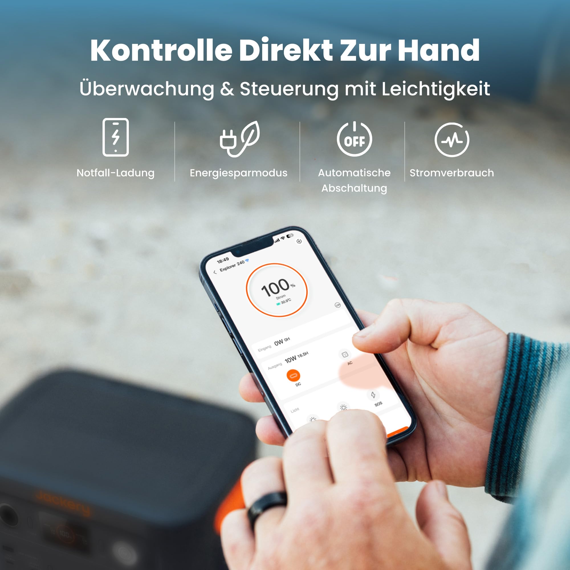 Jackery 240 v2 zonnegenerator met 40W zonnepaneel, 256Wh LiFePO4-accu, 300W AC en 100W USB-C-uitgang voor buiten, kamperen en noodgevallen (nieuw in 2024) 