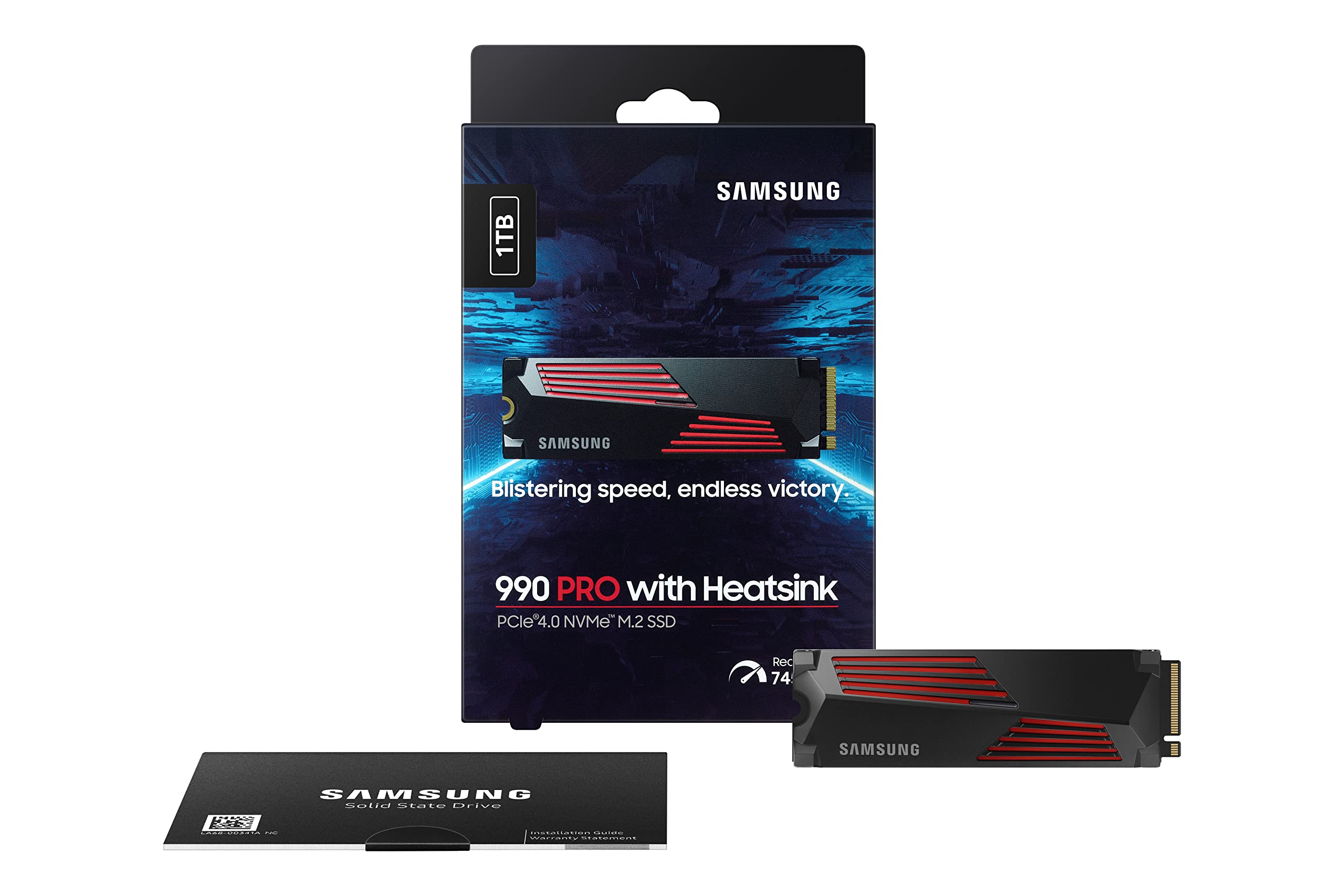 Samsung 990 PRO NVMe M.2 SSD, 2 TB, PCIe 4.0, 7.450 MB/s lezen, 6.900 MB/s schrijven, interne SSD, interne SSD voor gaming en videobewerking, zwart, MZ-V9P2T0BW 