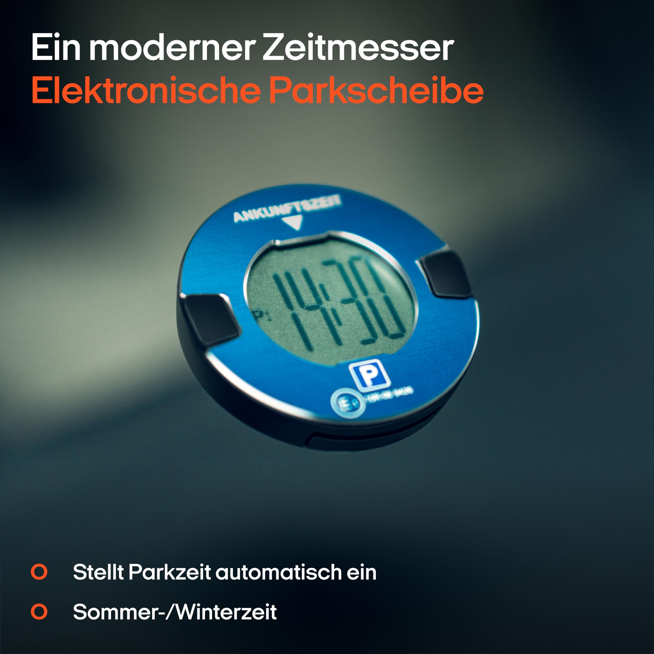 OOONO P-DISC NO1 - Elektronische parkeerschijf met goedkeuring voor auto's - Automatische digitale parkeerschijf elektrisch met goedkeuring van de KBA volgens StVO - Elektrische parkeermeter auto goedgekeurd 