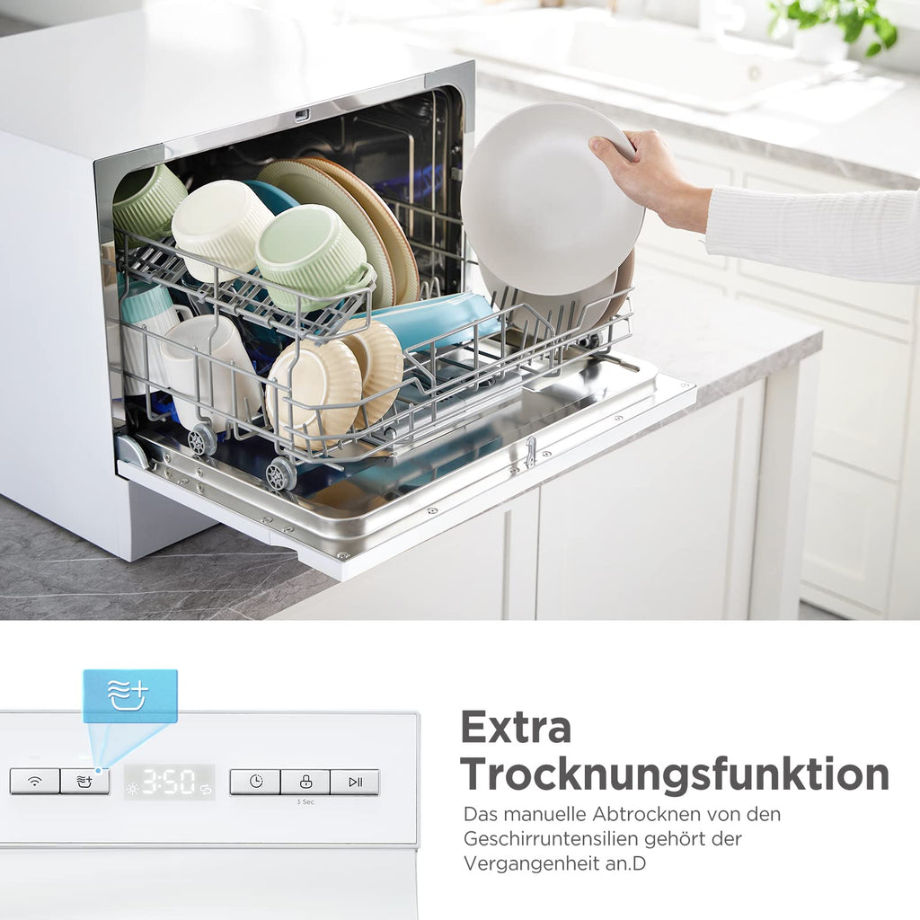 Midea ST 3.6F wi aanrechtvaatwasser, 6 wasprogramma's, startuitstel, extra droogfunctie, IoT-bediening, minivaatwasser, ideaal voor kleine appartementen, wit 