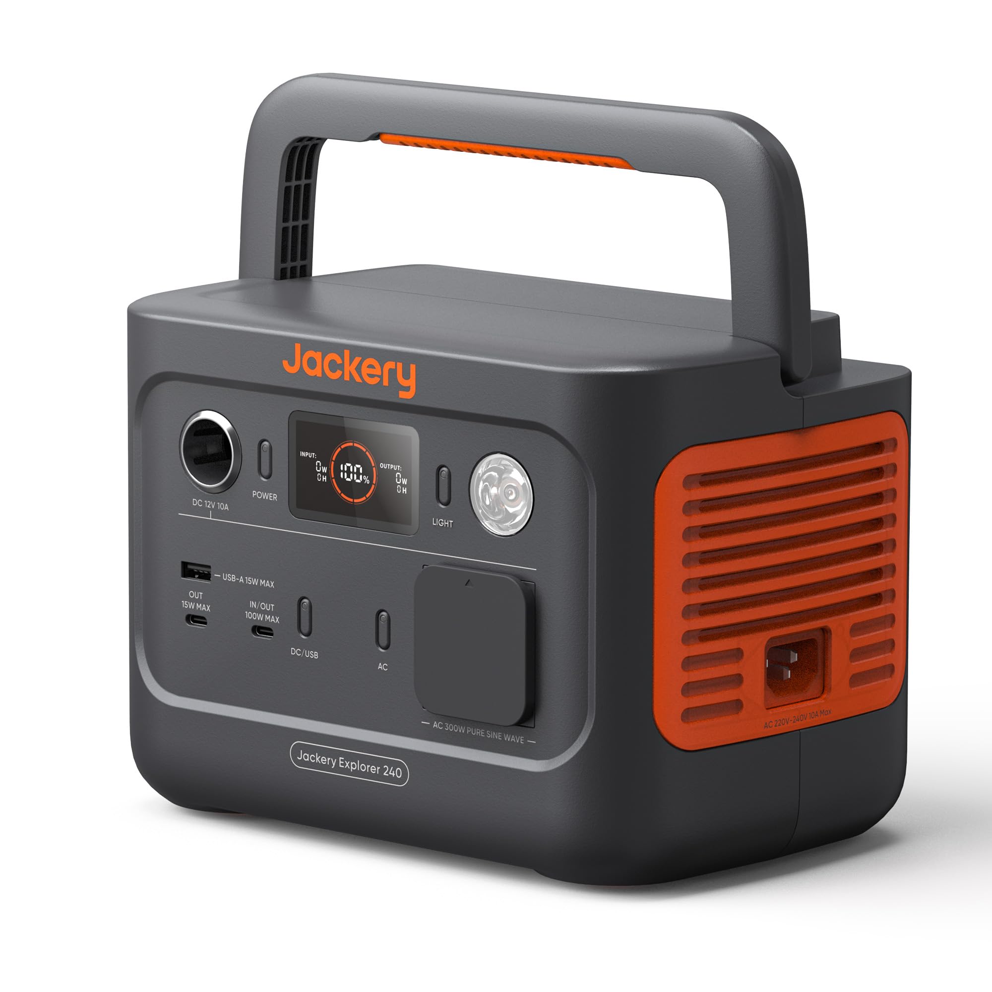 Jackery 240 v2 zonnegenerator met 40W zonnepaneel, 256Wh LiFePO4-accu, 300W AC en 100W USB-C-uitgang voor buiten, kamperen en noodgevallen (nieuw in 2024) 