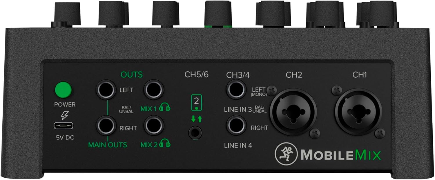 MobileMix 8-kanaals USB-aangedreven mixer voor A/V-productie, livegeluid en streaming 