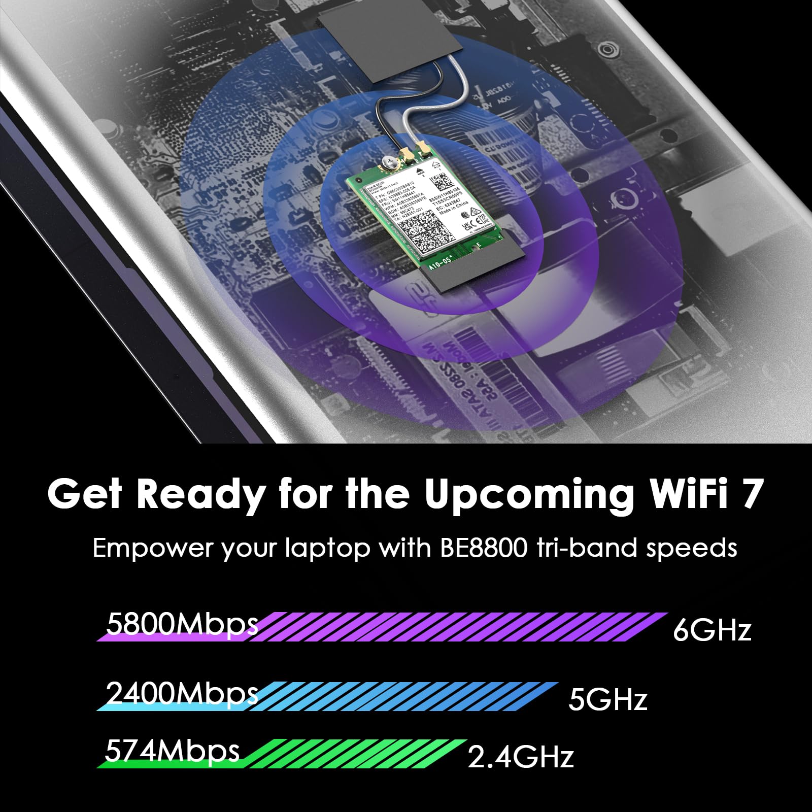 WAVLINK WiFi 7 PCIe-kaart BE8800 voor desktop-pc, tri-band BE200 draadloze adapter met Bluetooth 5.4, MU-MIMO, WPA3, voor Windows 10/11 (64-bits), ondersteunt geen AMD-moederborden 
