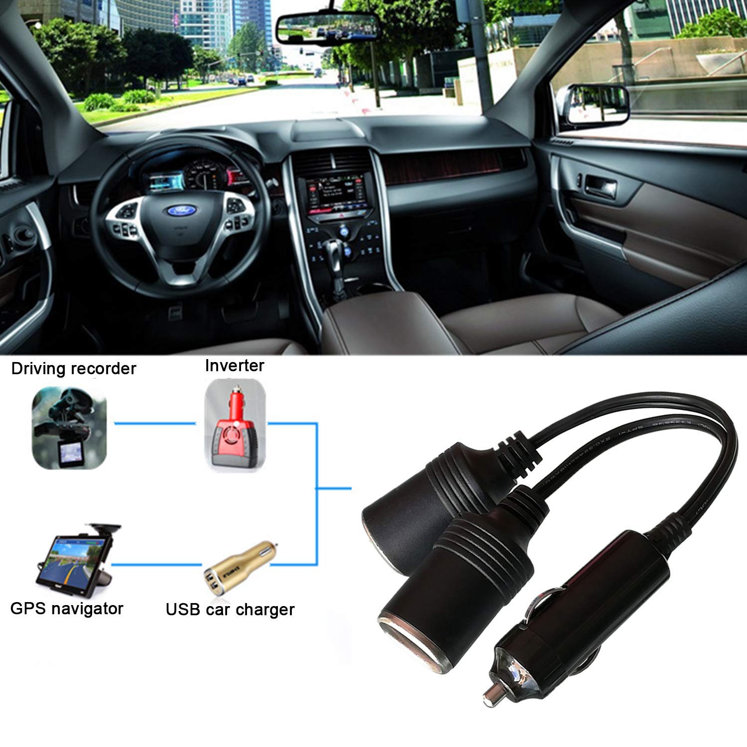 GTIWUNG Auto Motorfiets Sigarettenaansteker Adapter DRIE-WEG Stopcontact Splitter, 1 naar 2 Auto Sigarettenaansteker Pluggen 12V/24V 