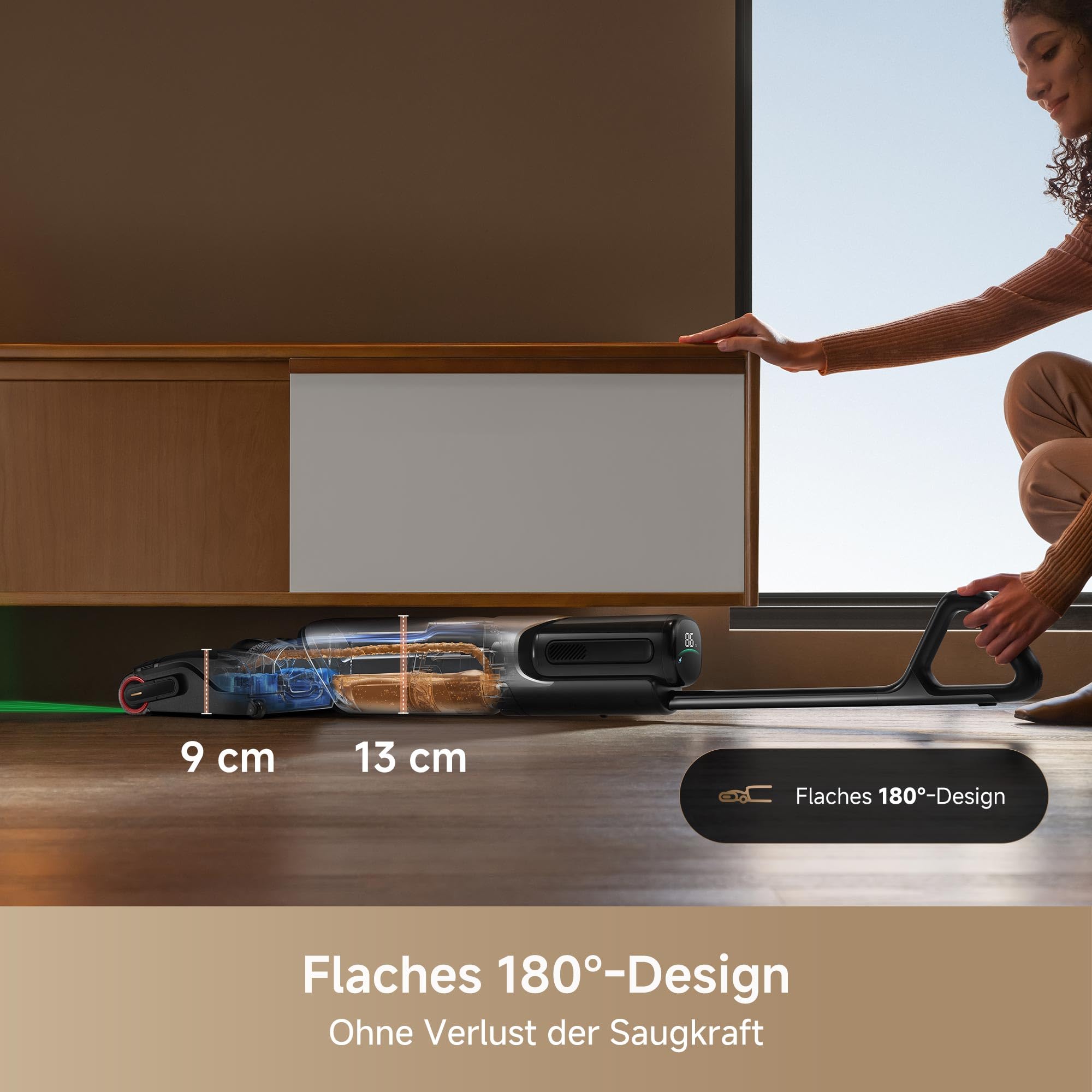 Mova X4 Pro Nass-Trocken-Sauger 20.000 Pa, Heißwasser-Wischfunktion, Tangle-Free, Selbstreinigung bei 100 °C, Push-In-Basisstation, LED-Bürstenkopf, Doppelkante, intelligente Saugkraftregelung