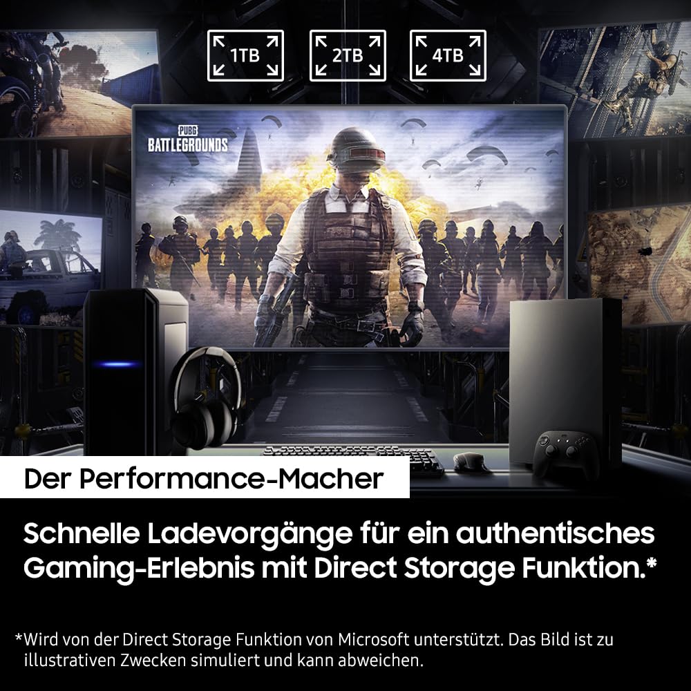 Samsung 990 PRO NVMe M.2 SSD, 2 TB, PCIe 4.0, 7.450 MB/s lezen, 6.900 MB/s schrijven, interne SSD, interne SSD voor gaming en videobewerking, zwart, MZ-V9P2T0BW 