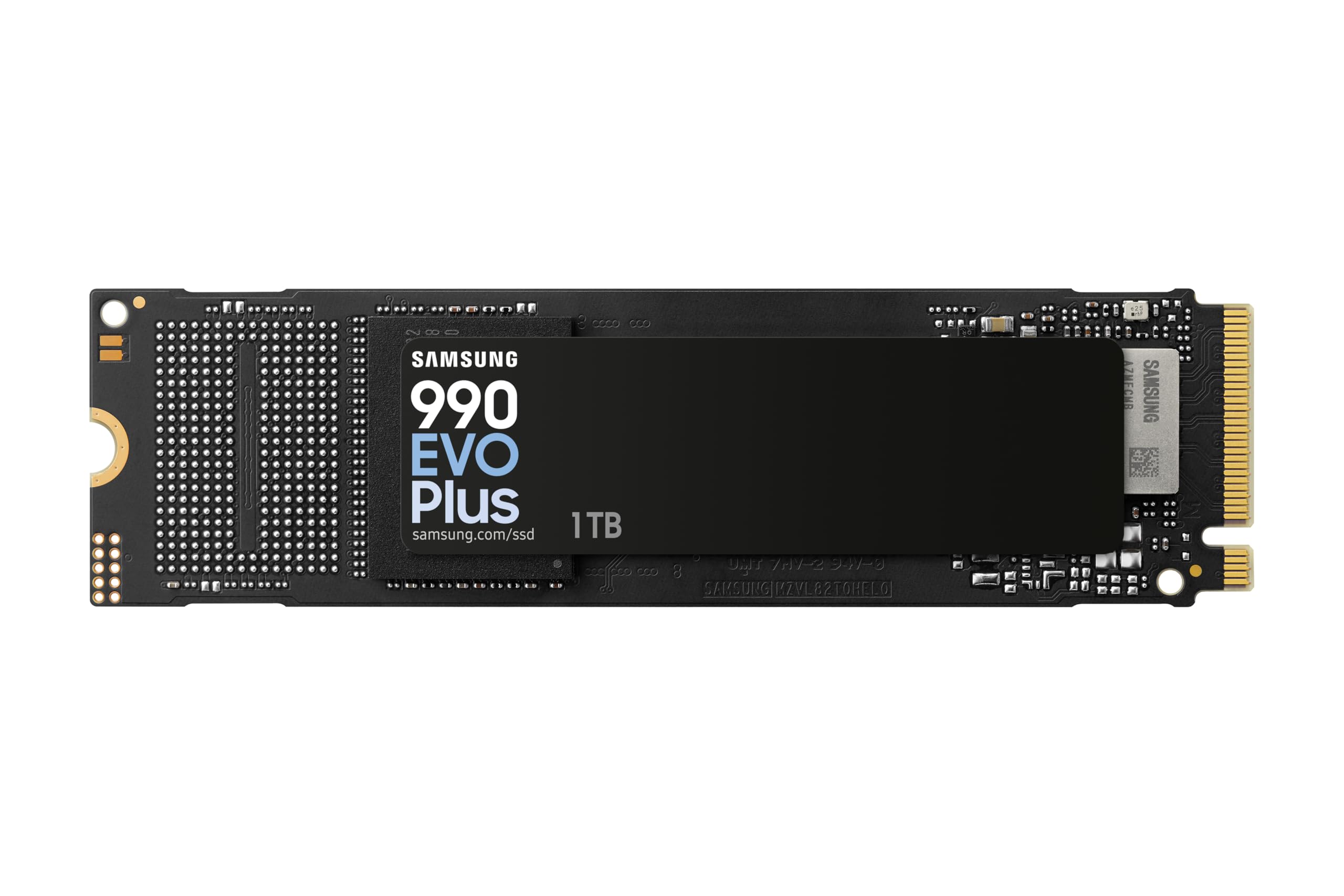 Samsung 990 EVO Plus NVMe M.2 SSD 1 TB, PCIe 4.0 x4 / PCIe 5.0 x2, NVMe 2.0 (2280), 7.150 MB/s lezen, 6.300 MB/s schrijven, interne SSD voor gamen en grafische bewerking, MZ-V9S1T0BW 