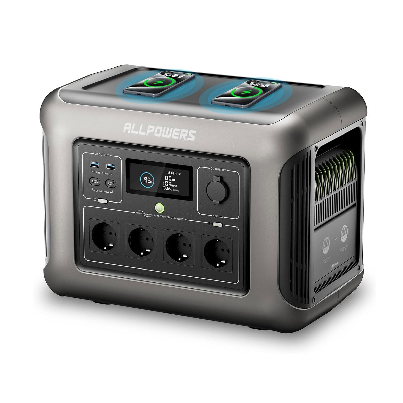 ALLPOWERS R1500 Draagbaar Energiestation met 200W Zonnepaneel, 1152Wh LiFePO4 Accu met 1800W AC Output Zonnegenerator, 43dB Stille Werking Mobiele Noodstroomvoorziening voor Tuin Reizen Kamperen Camper 