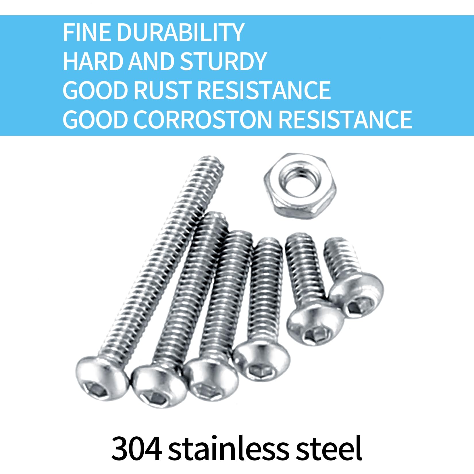 410 stuks M2 verzonken kop zeskantschroeven, 10.9 koolstofstaal volledige draad machineschroeven, moeren en ringen assortiment met inbussleutels 