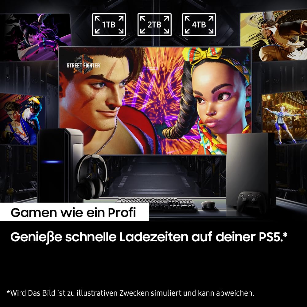 Samsung 990 PRO NVMe M.2 SSD, 2 TB, PCIe 4.0, 7.450 MB/s lezen, 6.900 MB/s schrijven, interne SSD, interne SSD voor gaming en videobewerking, zwart, MZ-V9P2T0BW 