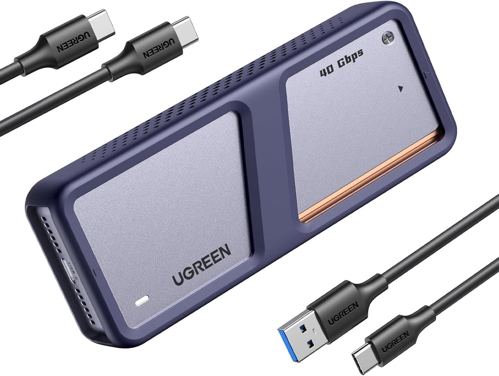 UGREEN USB 4 M2-behuizing, 40 Gbps NVMe-behuizing met krachtige koelprestaties, USB M2 SSD-adapter voor gegevensopslag, compatibel met MacBook Pro M4/M4 Pro en M4 Max, HP Celeron N4120, Mac mini M4 