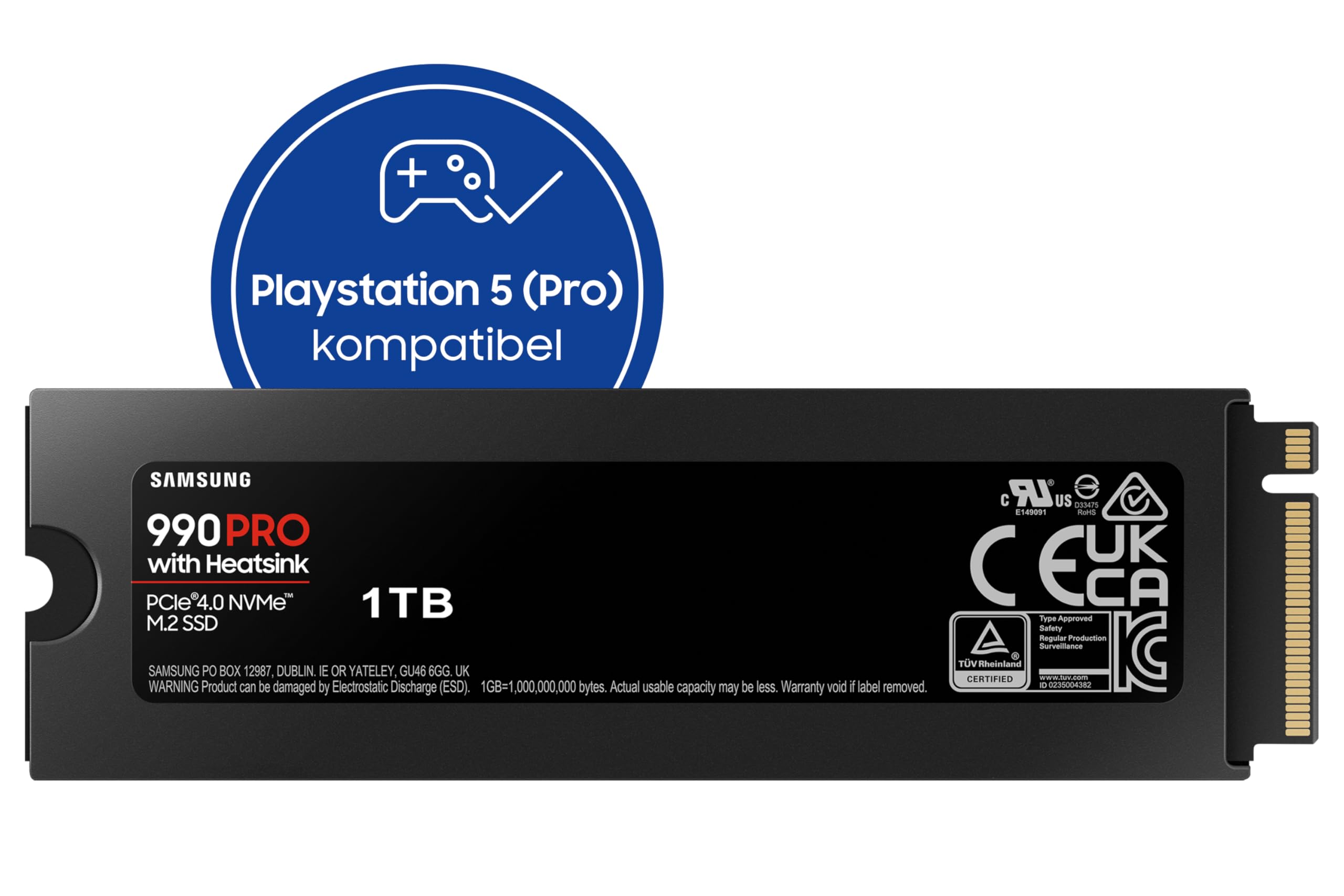Samsung 990 PRO NVMe M.2 SSD, 2 TB, PCIe 4.0, 7.450 MB/s lezen, 6.900 MB/s schrijven, interne SSD, interne SSD voor gaming en videobewerking, zwart, MZ-V9P2T0BW 