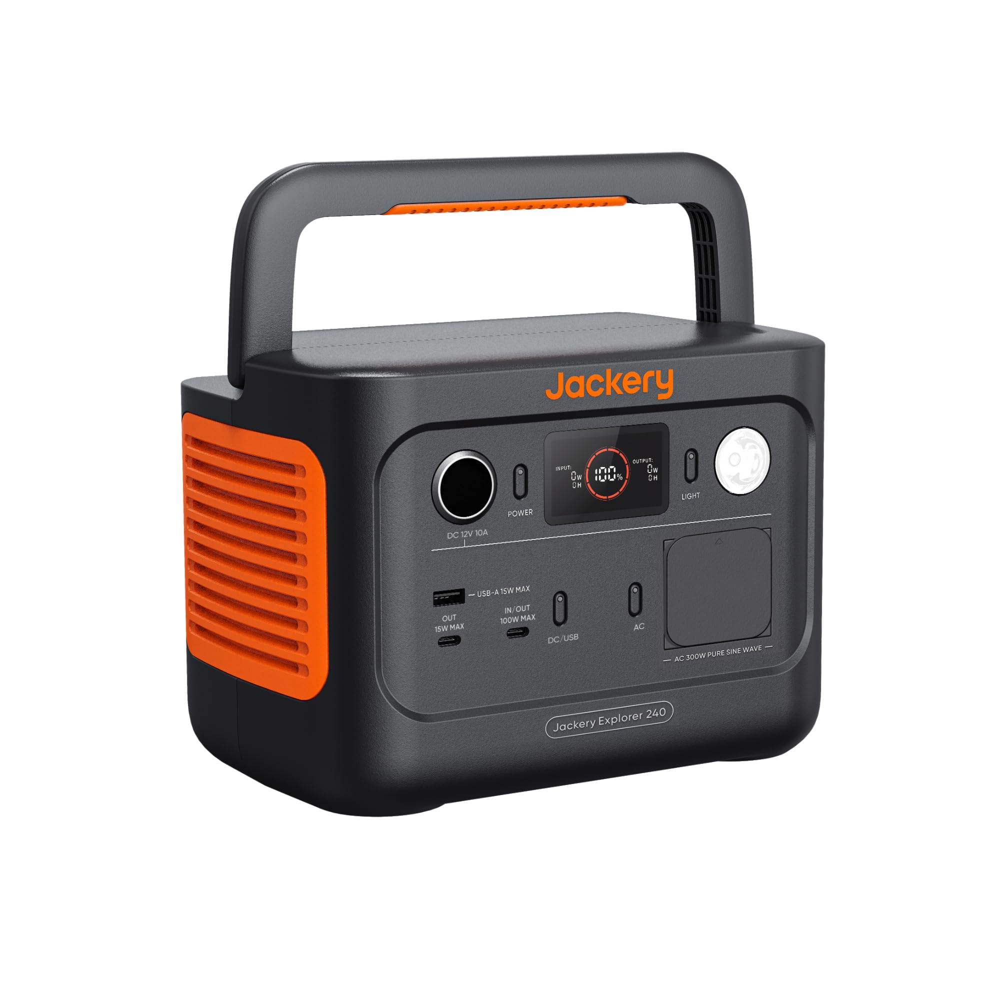 Jackery 240 v2 zonnegenerator met 40W zonnepaneel, 256Wh LiFePO4-accu, 300W AC en 100W USB-C-uitgang voor buiten, kamperen en noodgevallen (nieuw in 2024) 