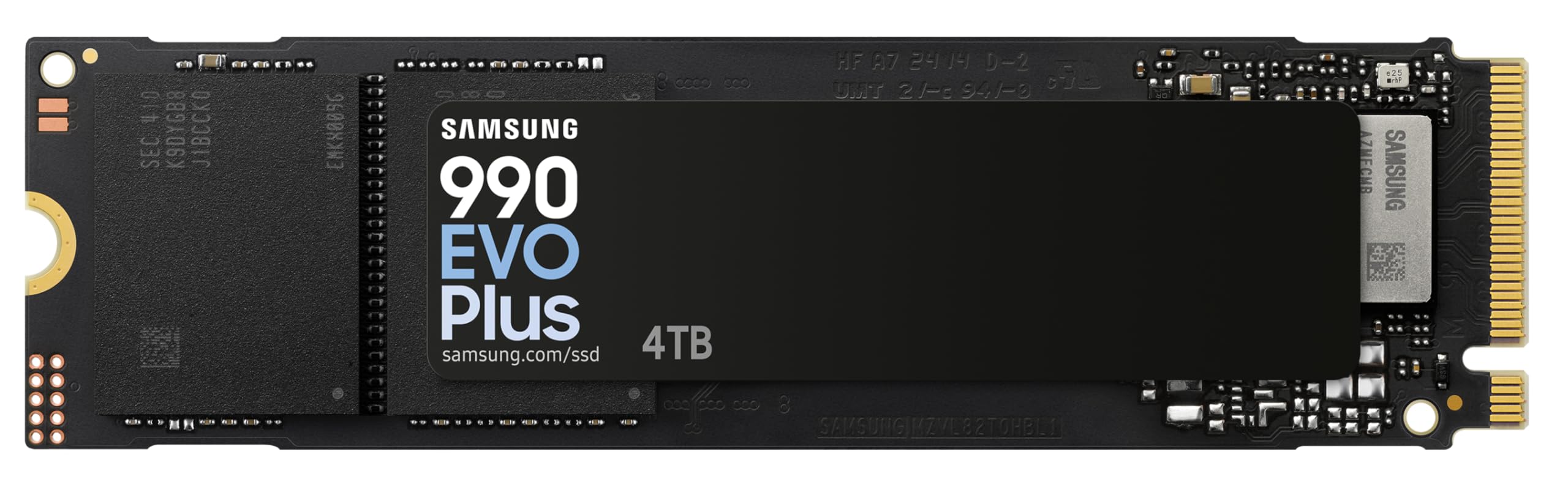 Samsung 990 EVO Plus NVMe M.2 SSD 1 TB, PCIe 4.0 x4 / PCIe 5.0 x2, NVMe 2.0 (2280), 7.150 MB/s lezen, 6.300 MB/s schrijven, interne SSD voor gamen en grafische bewerking, MZ-V9S1T0BW 