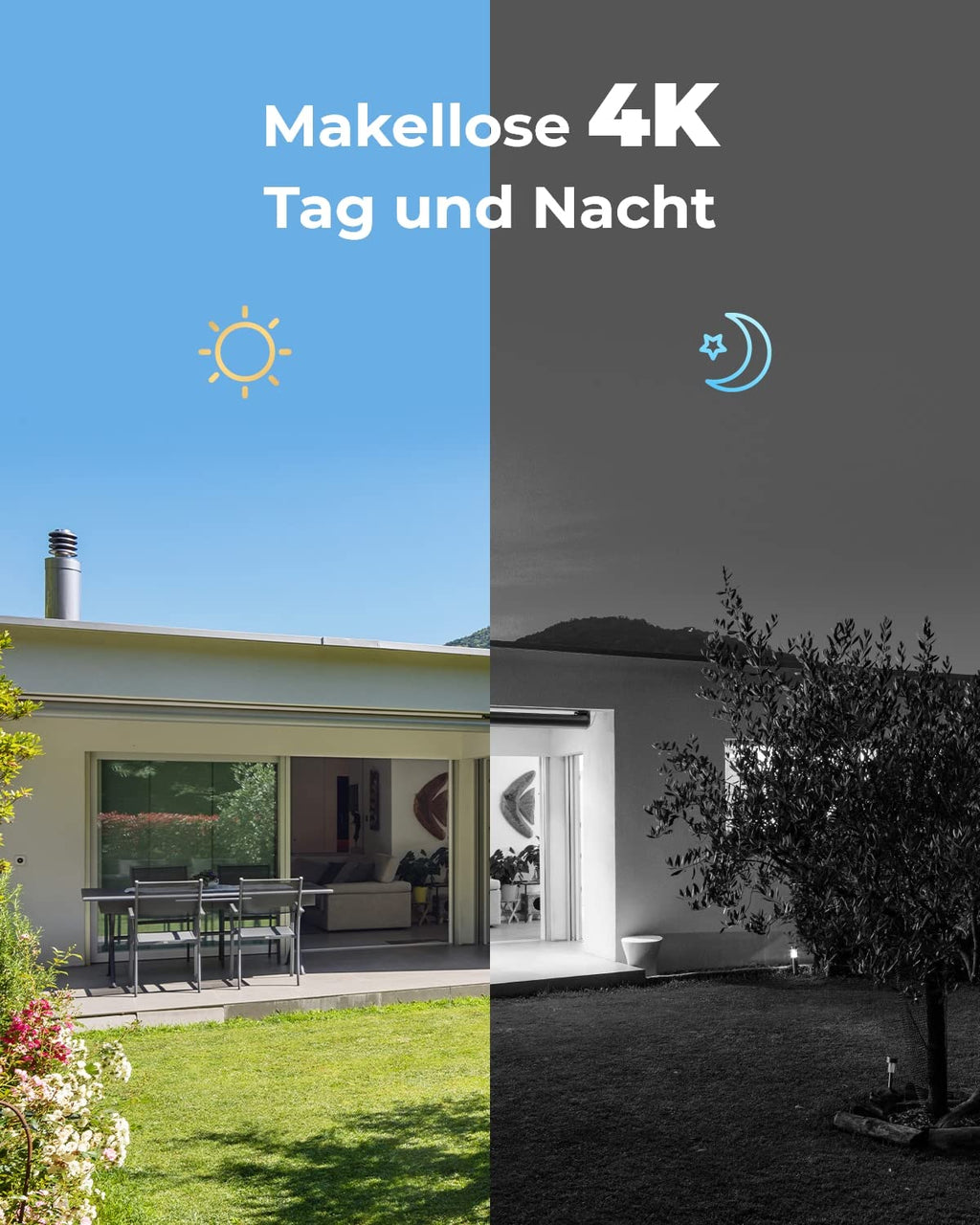 Reolink 4K Outdoor Beveiligingscamera Kit, 8CH Videobewaking met 4x 8MP PoE IP-camera's en 2TB HDD NVR voor 24/7 binnen-/buitenopname, persoons- en voertuigdetectie, IP66, RLK8-800B4 