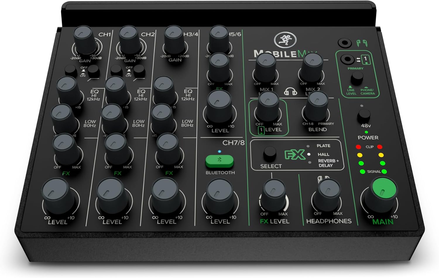 MobileMix 8-kanaals USB-aangedreven mixer voor A/V-productie, livegeluid en streaming 