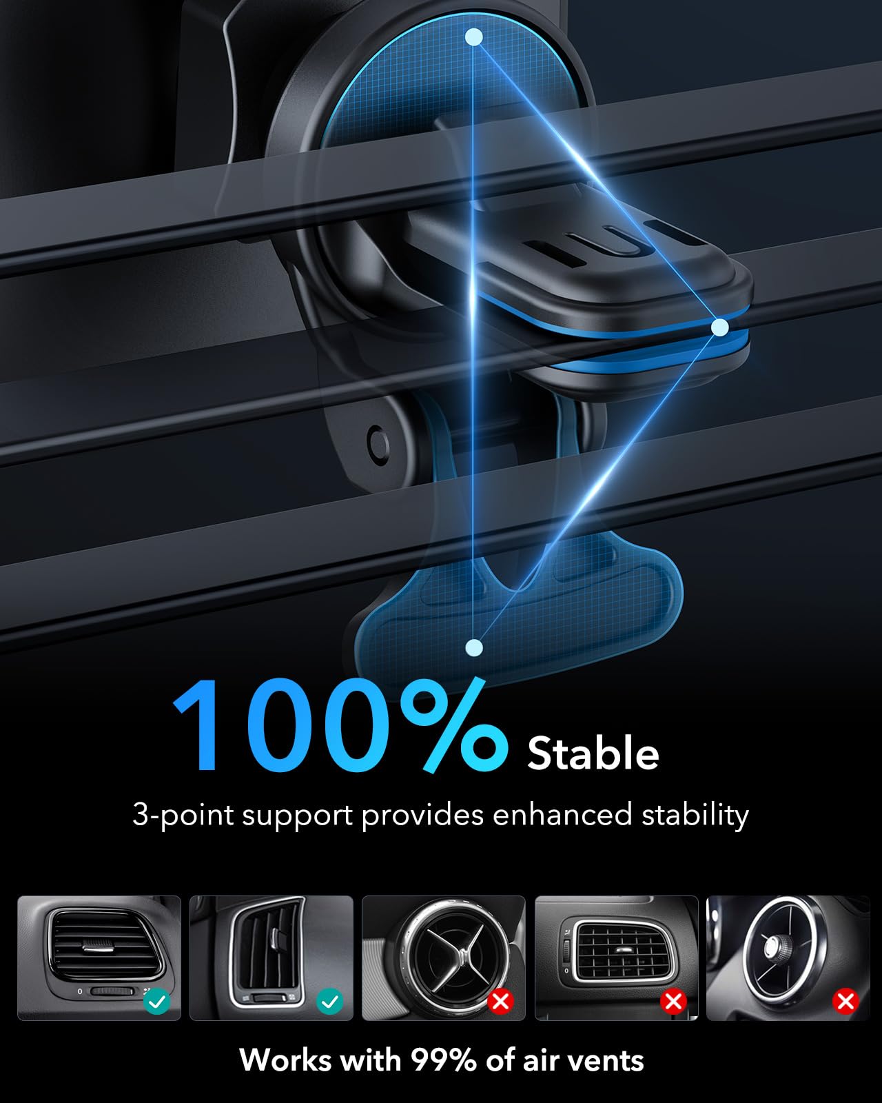 ESR 15W voor Magsafe-autohouder met oplaadfunctie, autolader voor mobiele telefoon, magnetische draadloze autotelefoonhouder met oplaadfunctie voor iPhone 16/15/14/13/12-serie, Galaxy S25-serie, snel opladen 